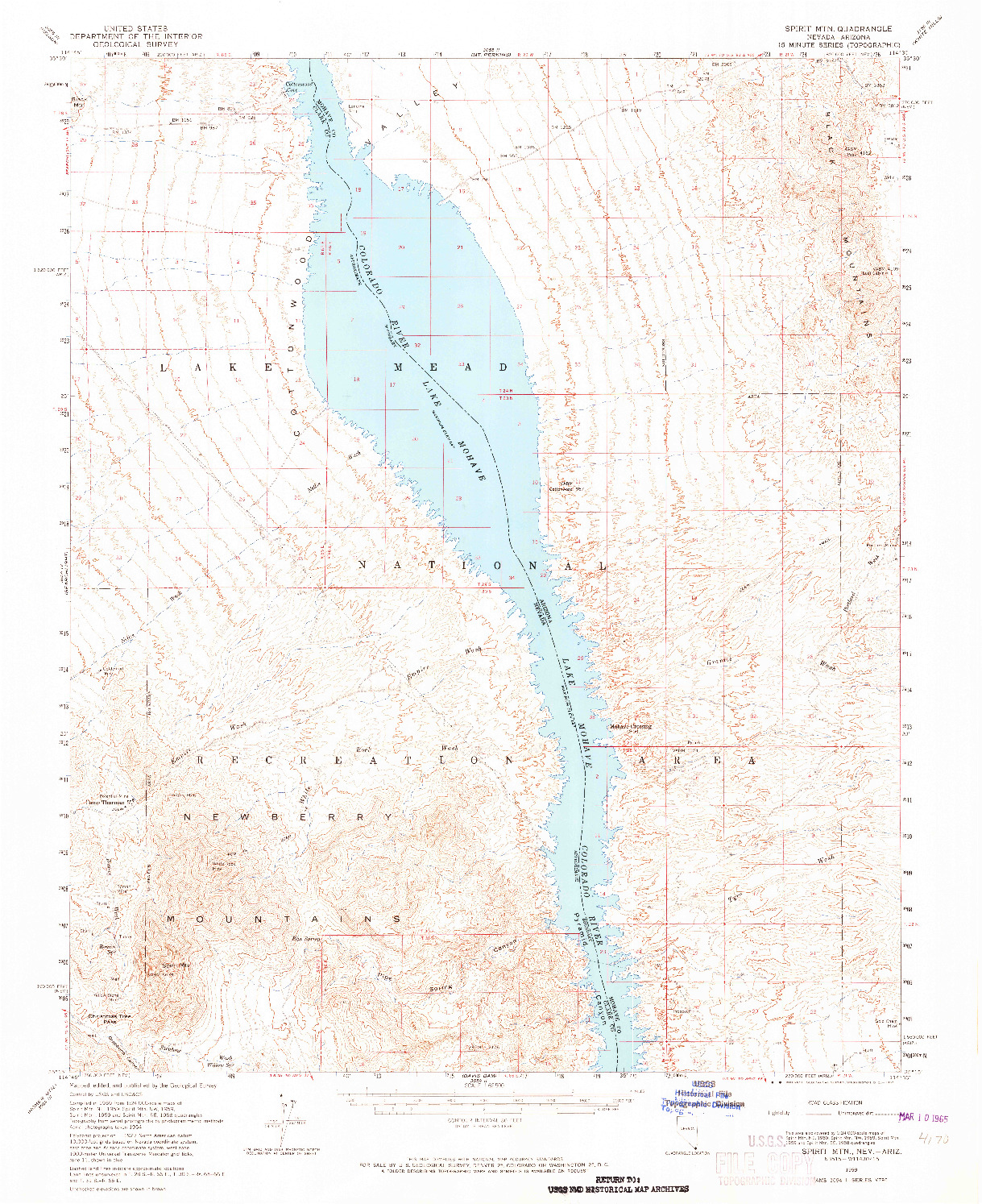 USGS 1:62500-SCALE QUADRANGLE FOR SPIRIT MTN, NV 1959