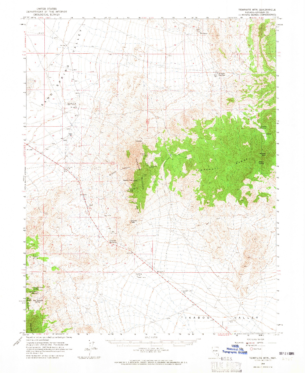 USGS 1:62500-SCALE QUADRANGLE FOR TEMPIUTE MTN, NV 1964