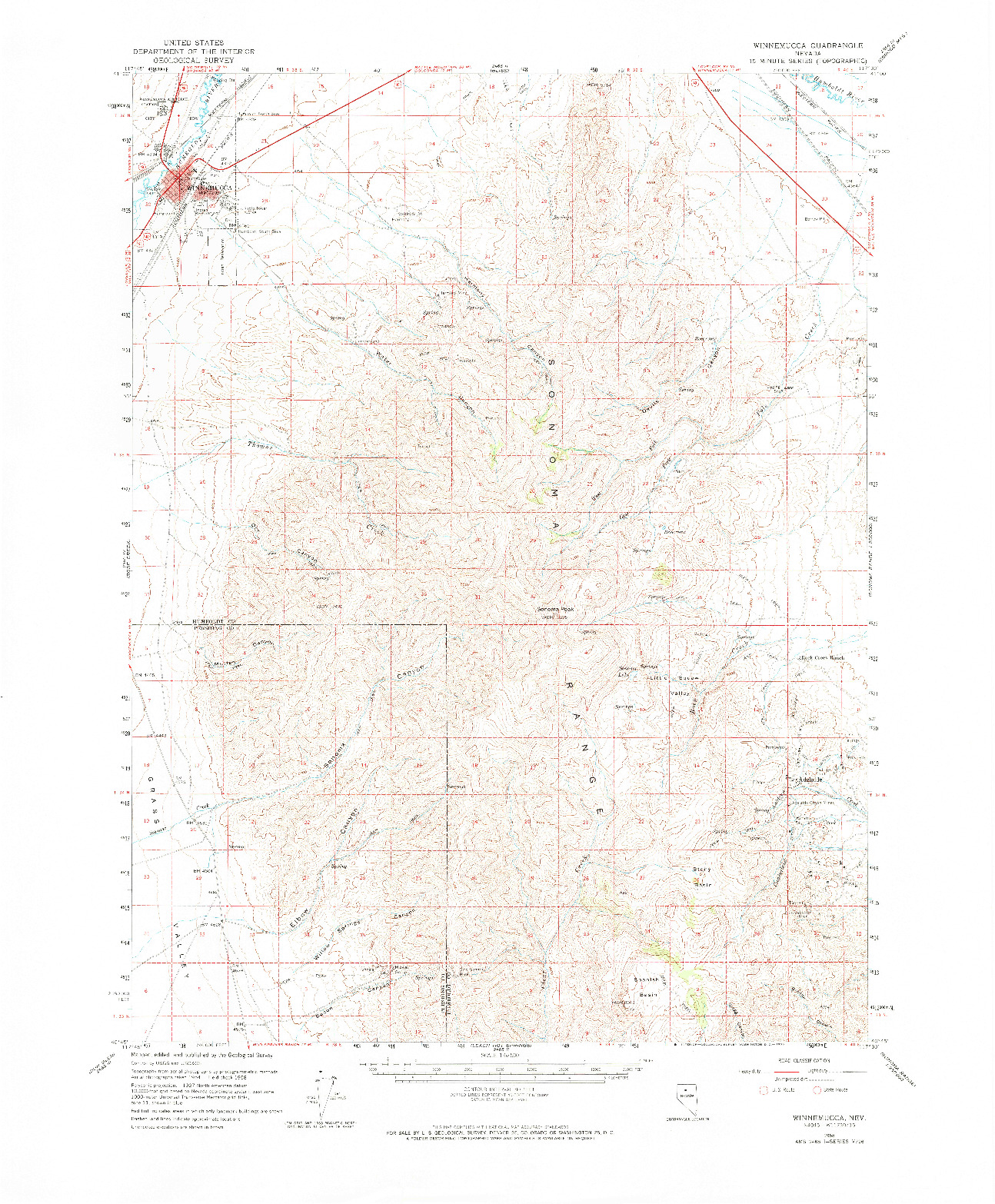 USGS 1:62500-SCALE QUADRANGLE FOR WINNEMUCCA, NV 1958