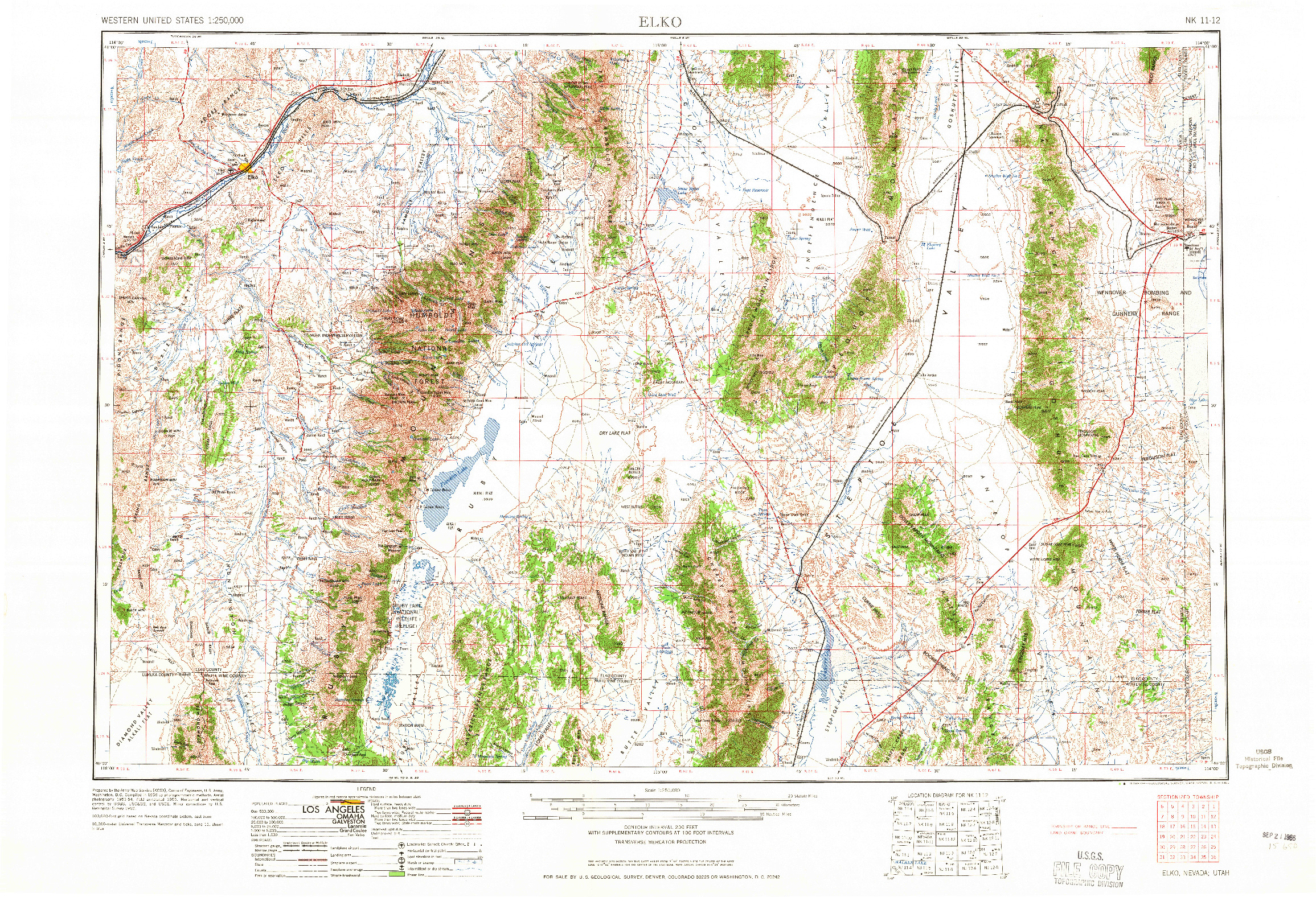 USGS 1:250000-SCALE QUADRANGLE FOR ELKO, NV 1965