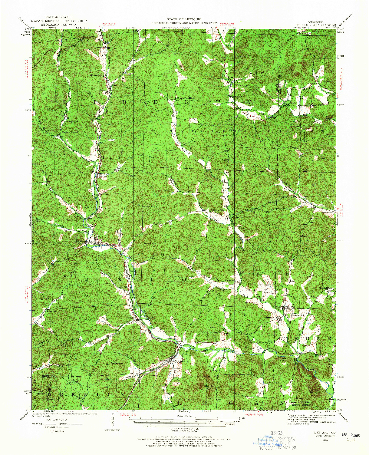 USGS 1:62500-SCALE QUADRANGLE FOR DES ARC, MO 1926