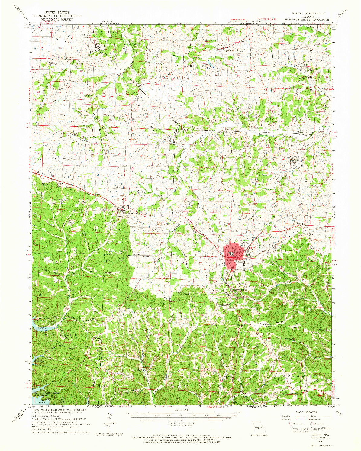 USGS 1:62500-SCALE QUADRANGLE FOR ELDON, MO 1960