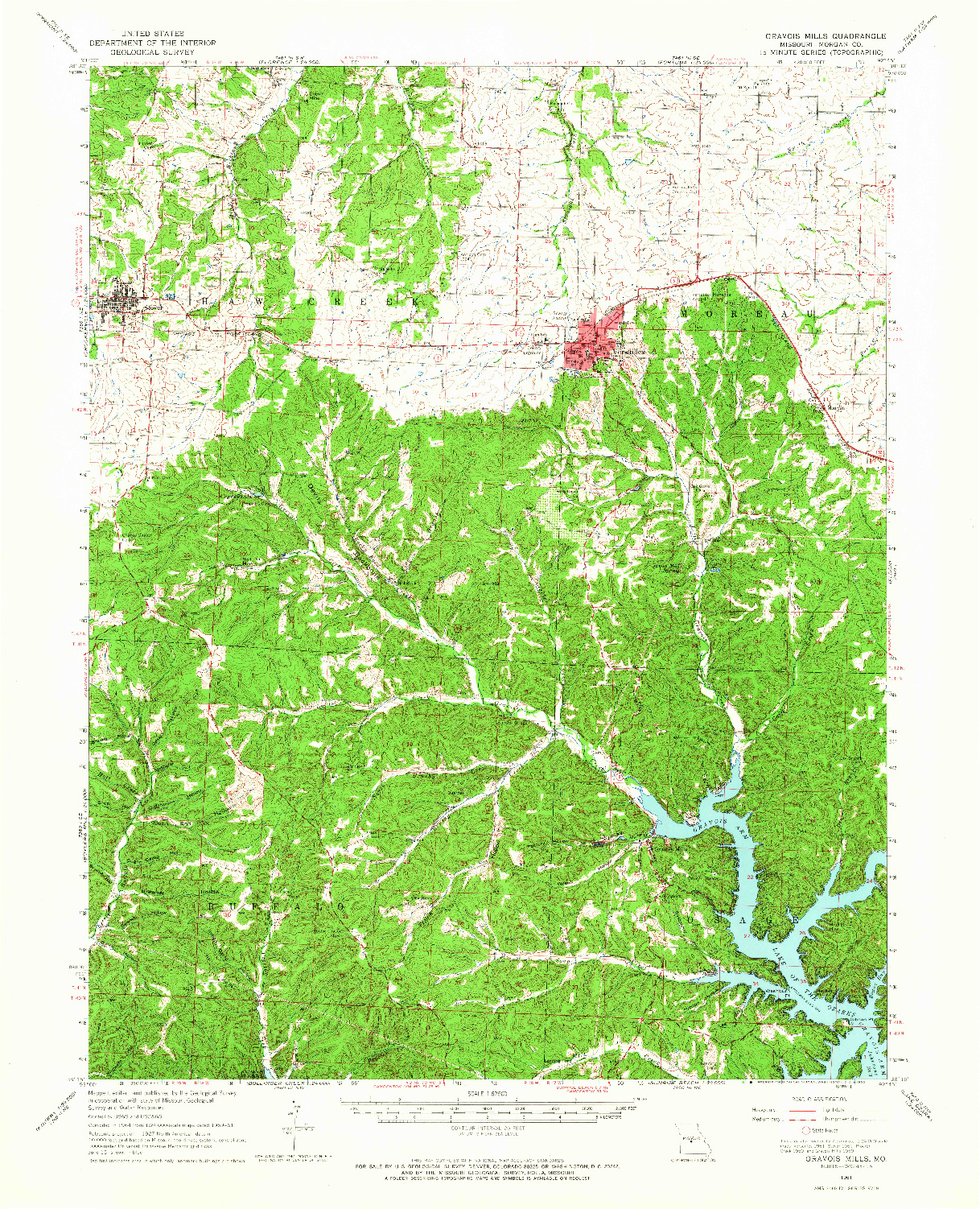 USGS 1:62500-SCALE QUADRANGLE FOR GRAVOIS MILLS, MO 1961