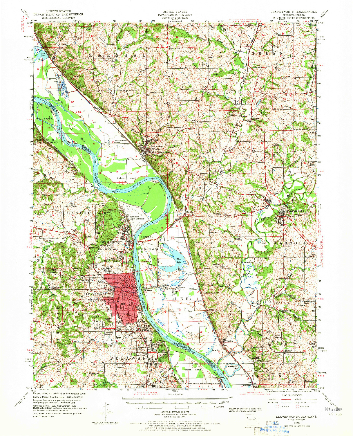 USGS 1:62500-SCALE QUADRANGLE FOR LEAVENWORTH, MO 1948