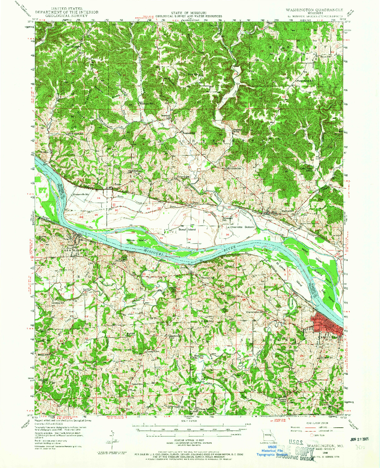 USGS 1:62500-SCALE QUADRANGLE FOR WASHINGTON, MO 1948