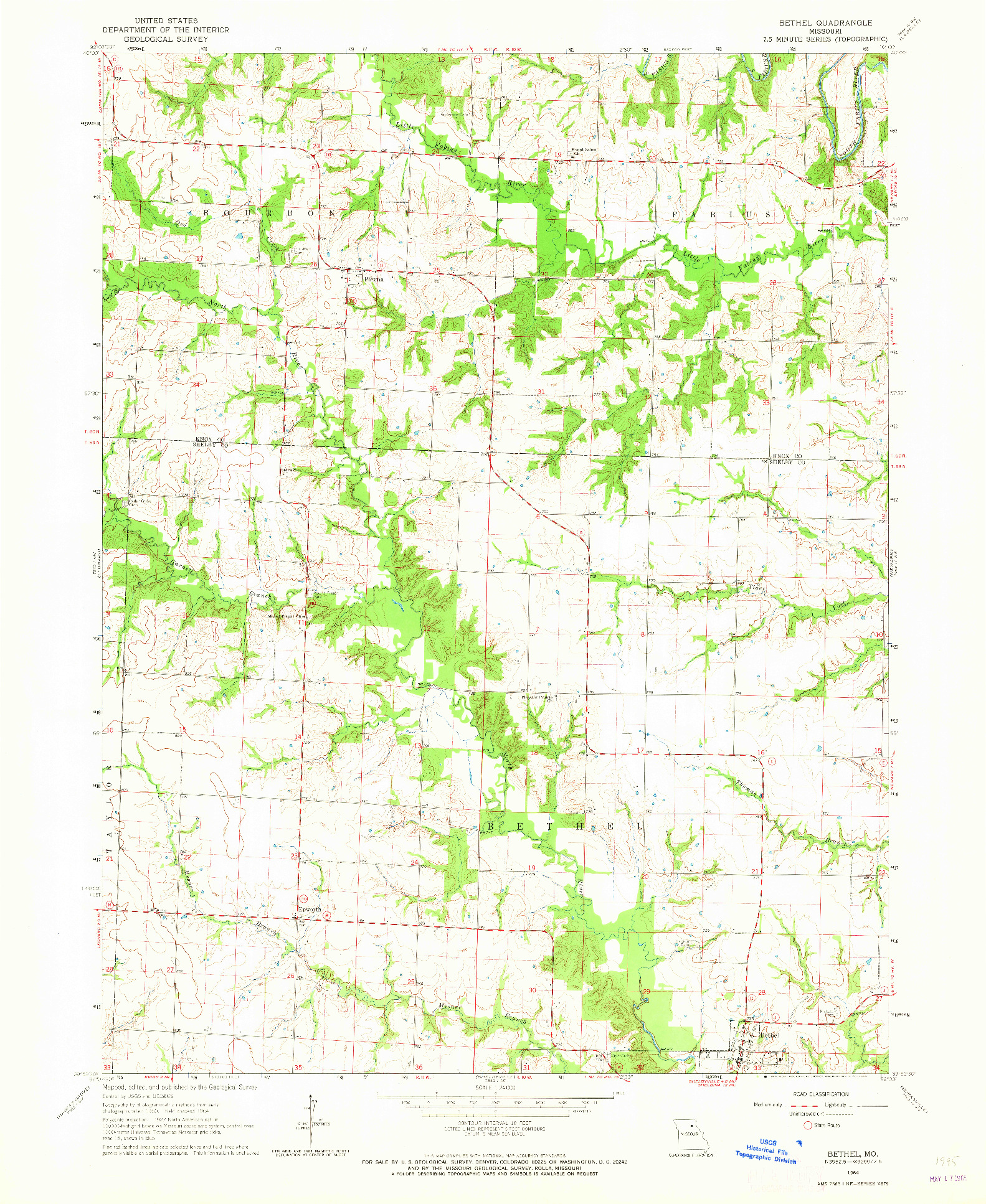 USGS 1:24000-SCALE QUADRANGLE FOR BETHEL, MO 1964