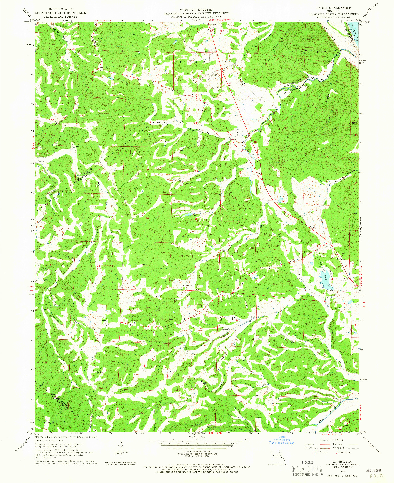 USGS 1:24000-SCALE QUADRANGLE FOR DANBY, MO 1964