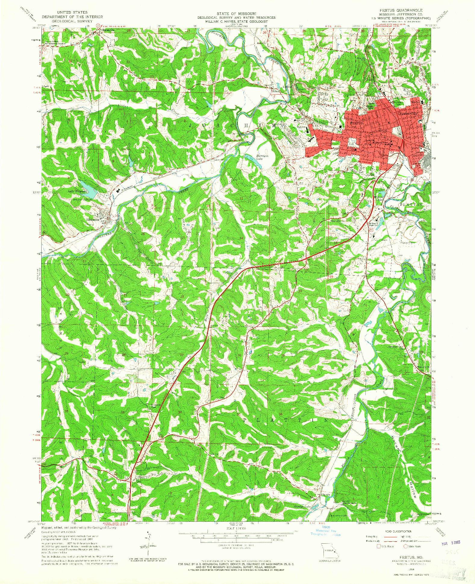 USGS 1:24000-SCALE QUADRANGLE FOR FESTUS, MO 1964