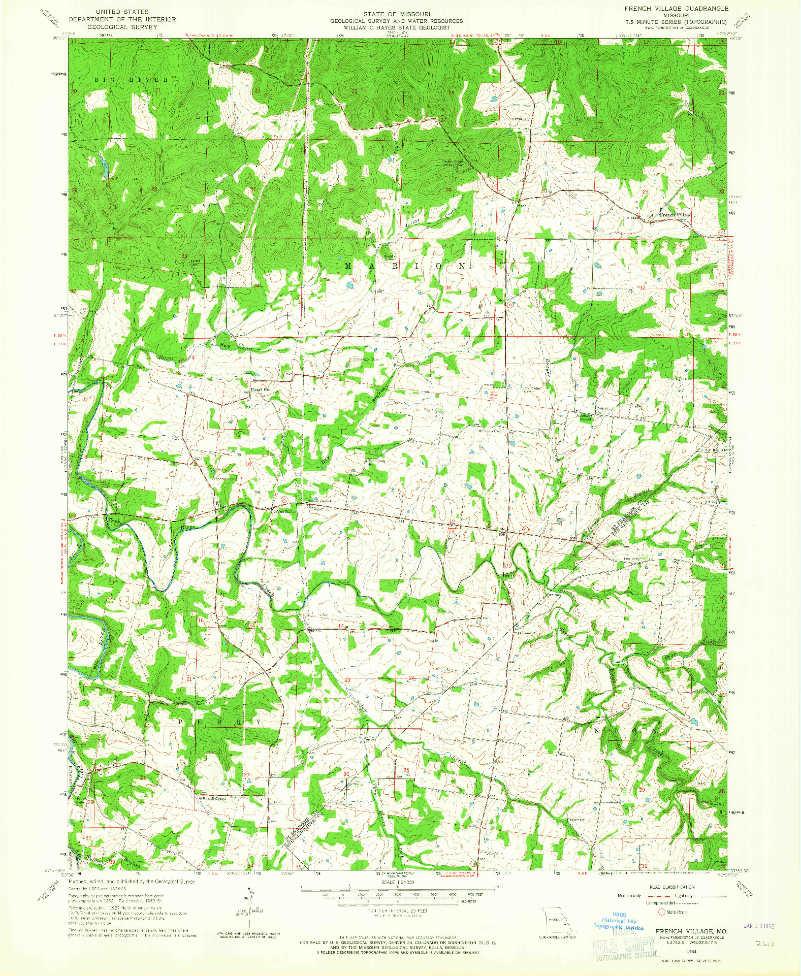 USGS 1:24000-SCALE QUADRANGLE FOR FRENCH VILLAGE, MO 1964