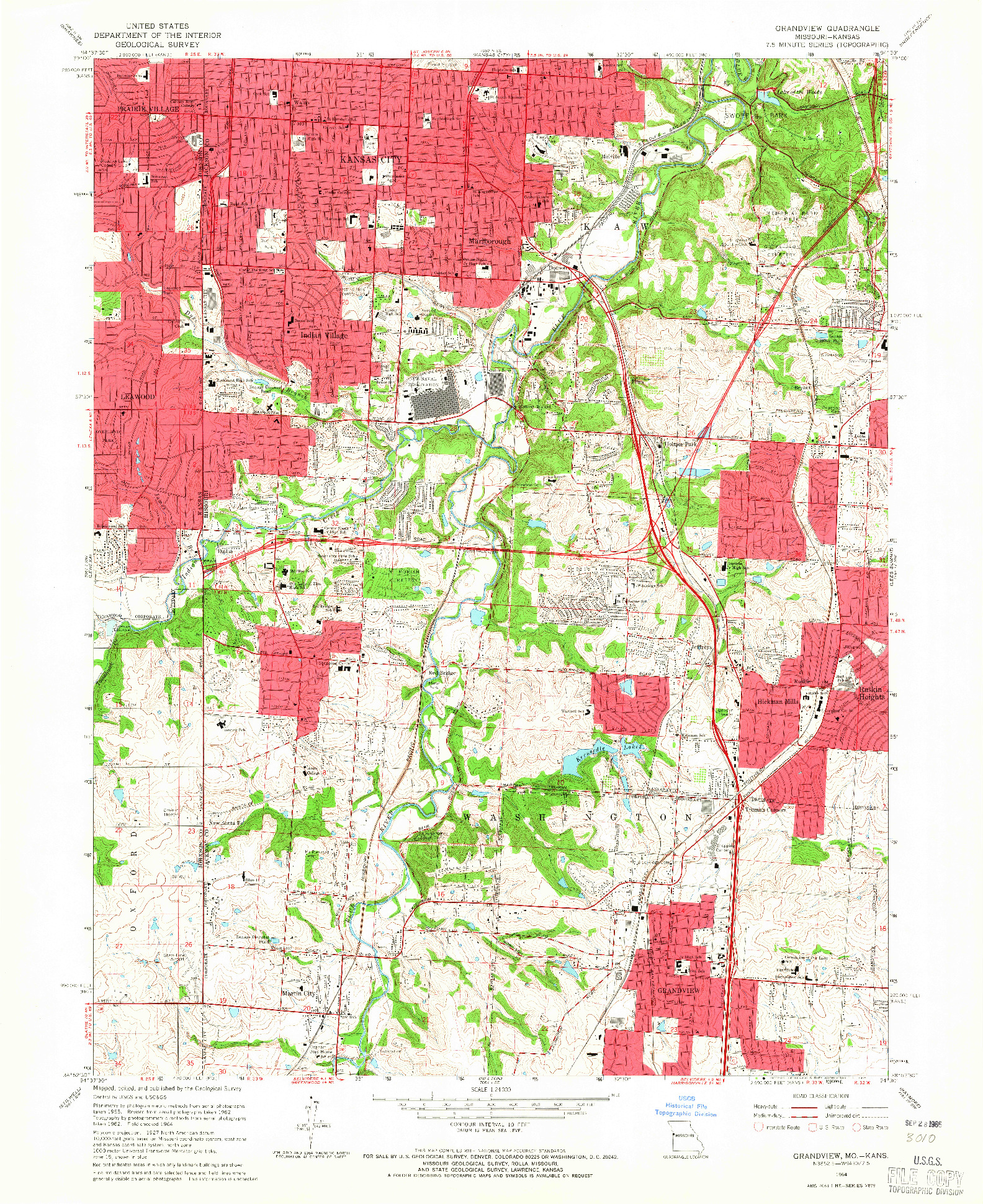 USGS 1:24000-SCALE QUADRANGLE FOR GRANDVIEW, MO 1964