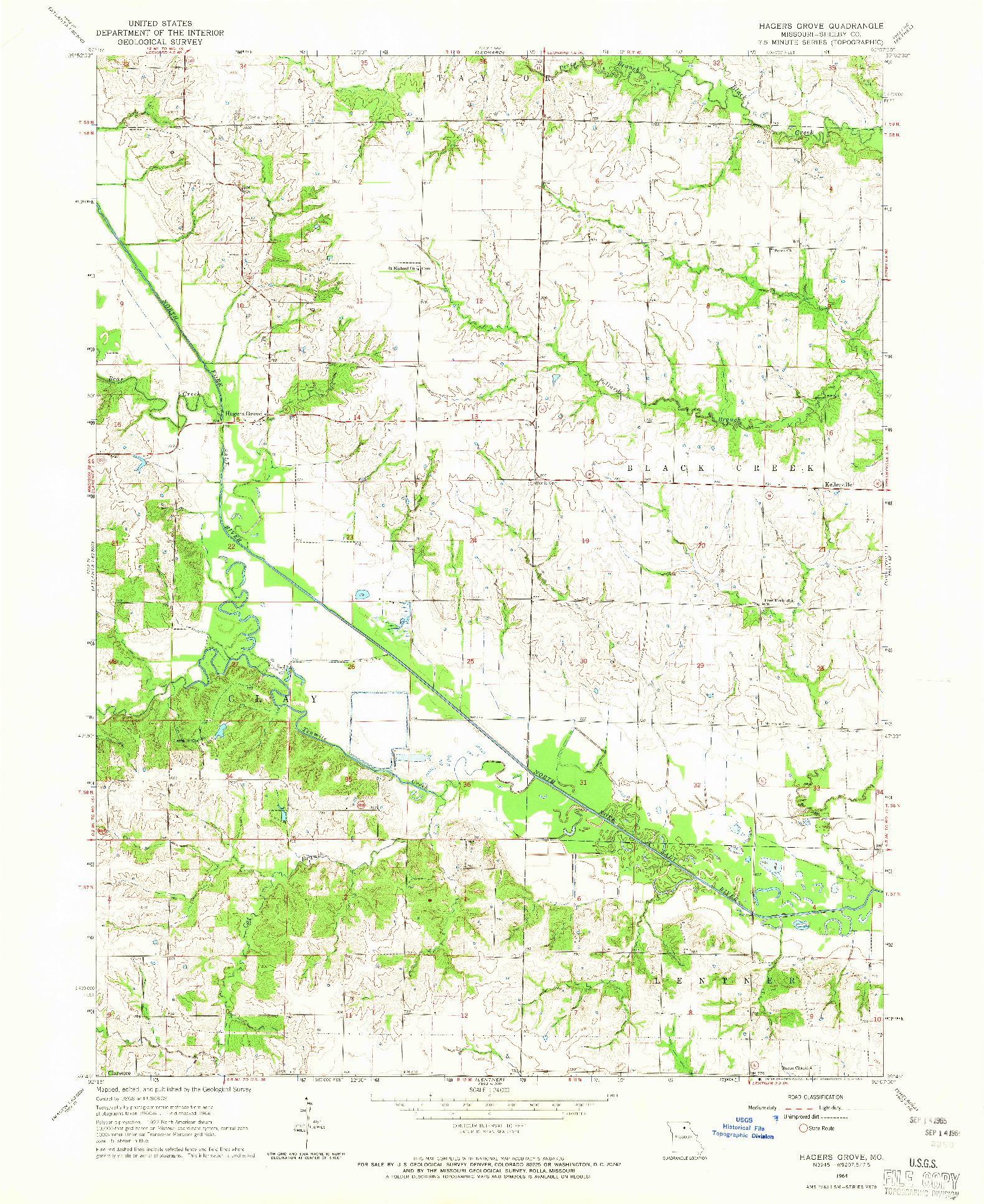 USGS 1:24000-SCALE QUADRANGLE FOR HAGERS GROVE, MO 1964