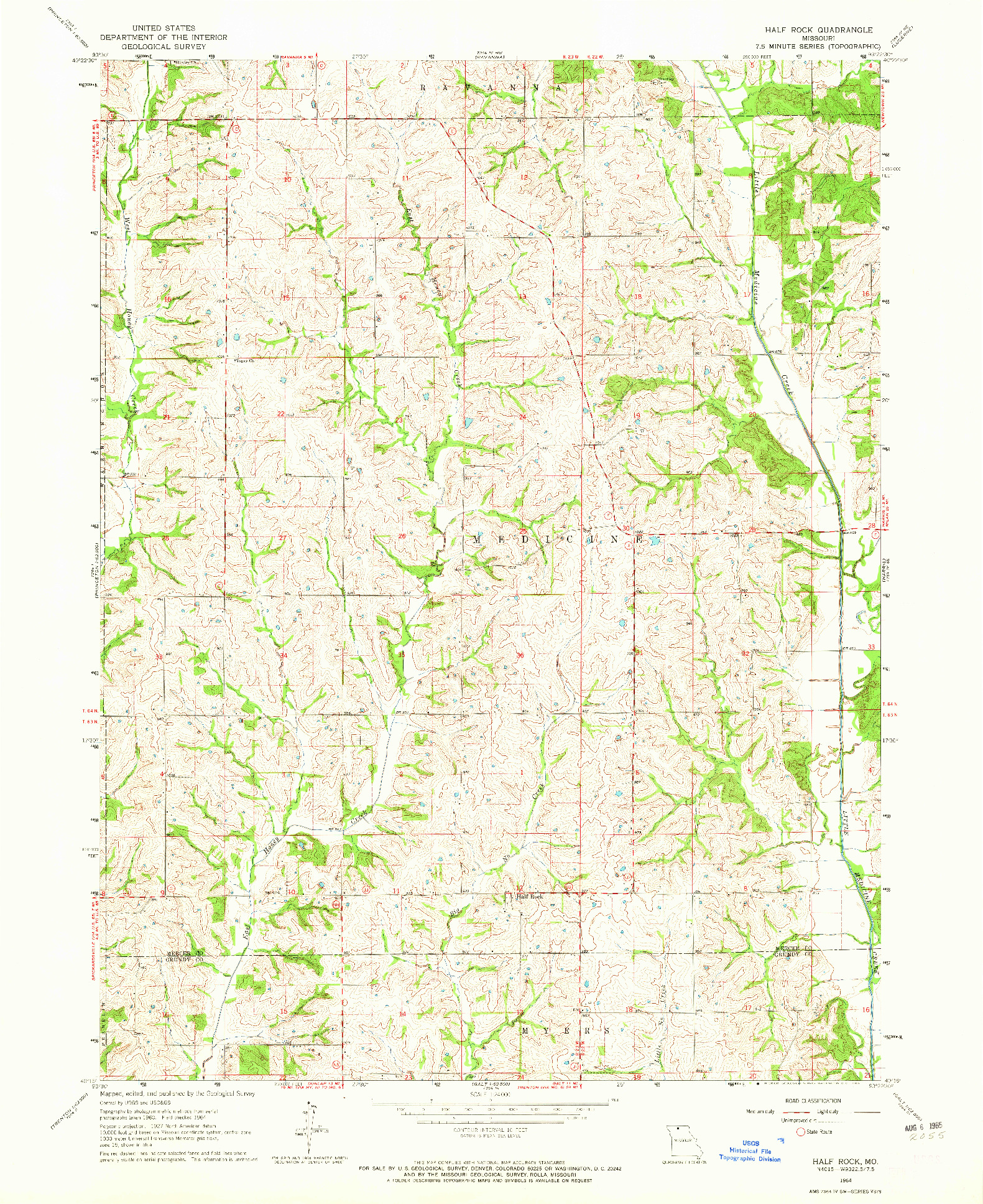 USGS 1:24000-SCALE QUADRANGLE FOR HALF ROCK, MO 1964