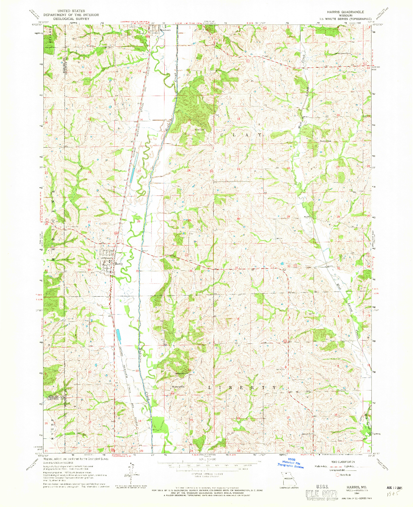 USGS 1:24000-SCALE QUADRANGLE FOR HARRIS, MO 1964