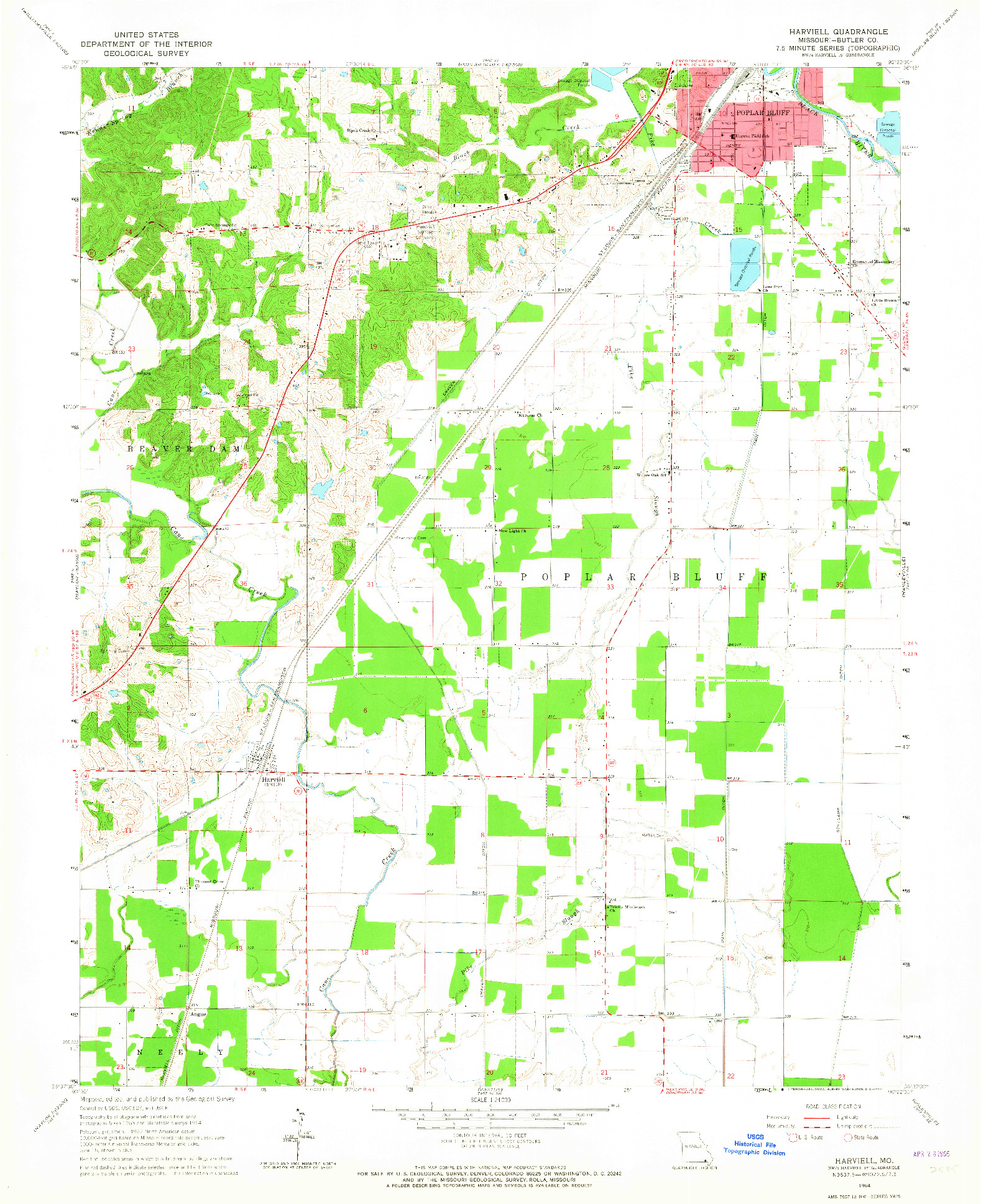 USGS 1:24000-SCALE QUADRANGLE FOR HARVIELL, MO 1964