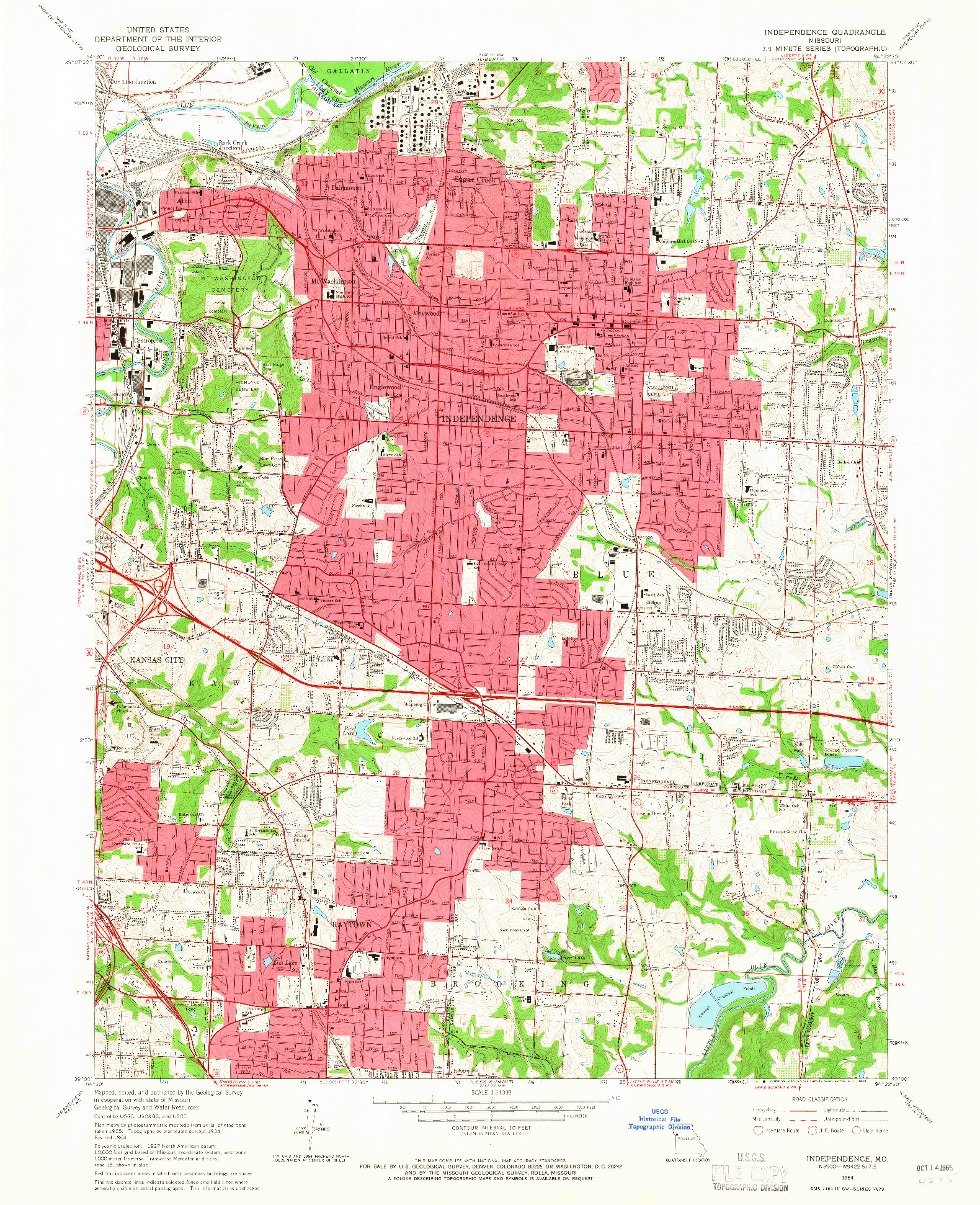 USGS 1:24000-SCALE QUADRANGLE FOR INDEPENDENCE, MO 1964