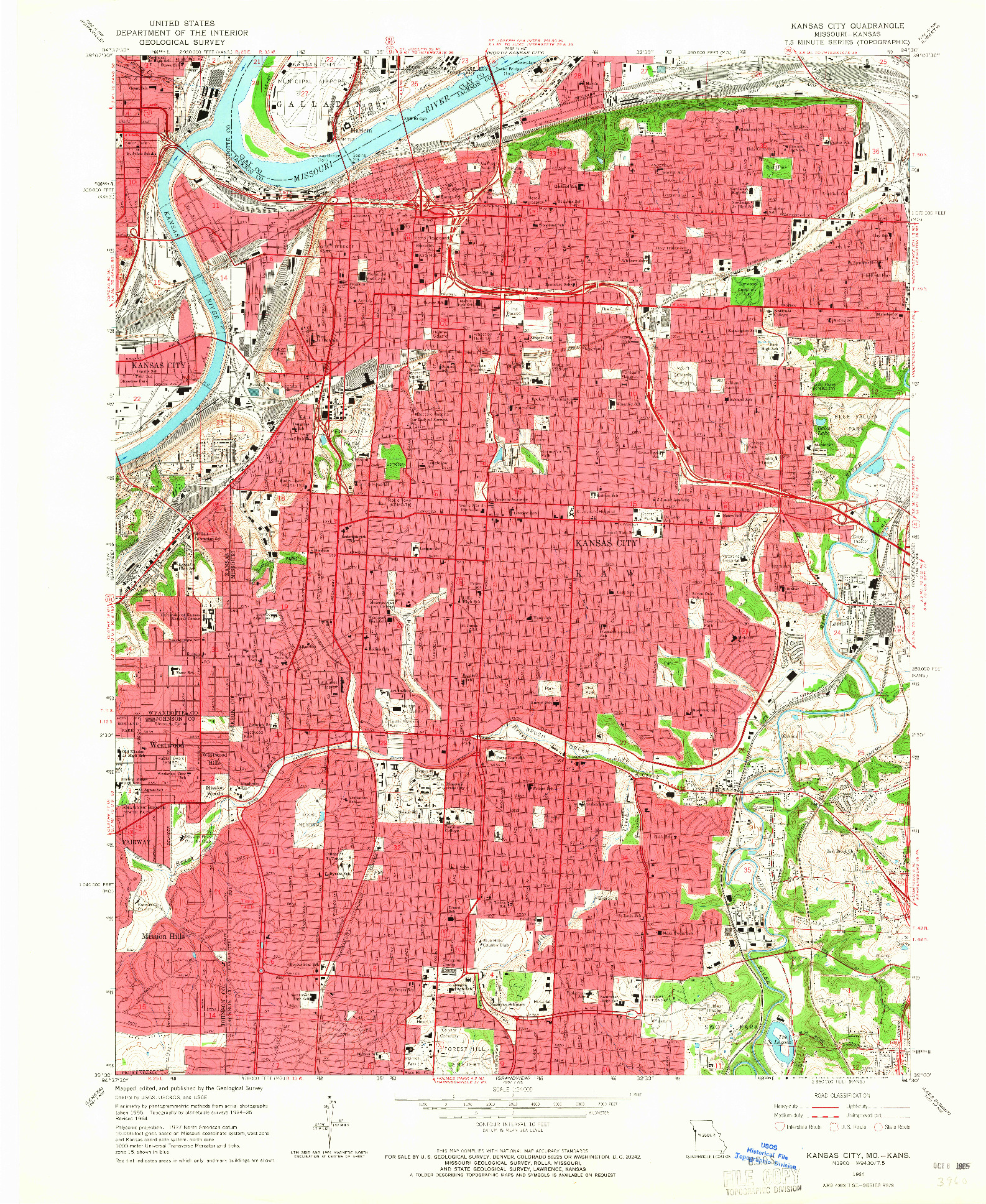 USGS 1:24000-SCALE QUADRANGLE FOR KANSAS CITY, MO 1964