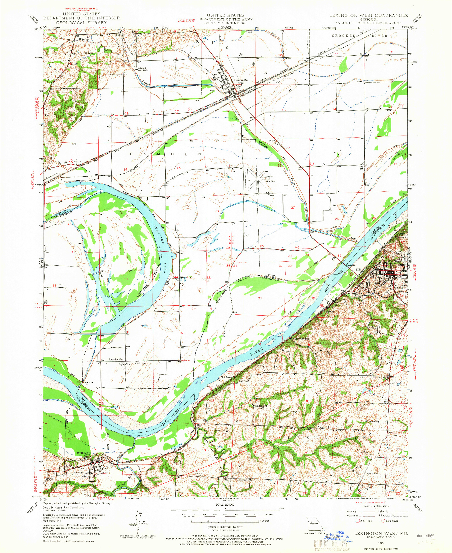 USGS 1:24000-SCALE QUADRANGLE FOR LEXINGTON WEST, MO 1949