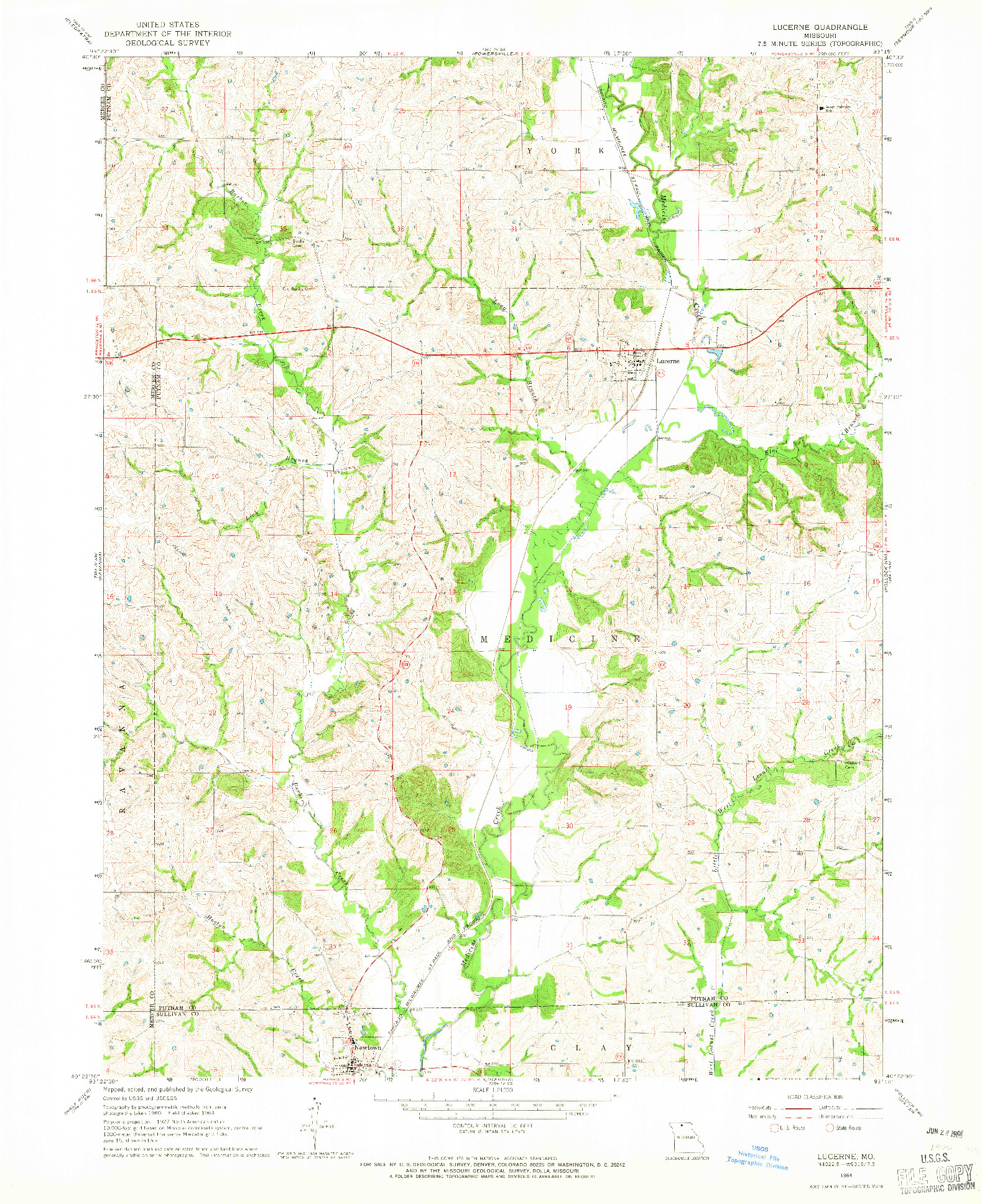 USGS 1:24000-SCALE QUADRANGLE FOR LUCERNE, MO 1964