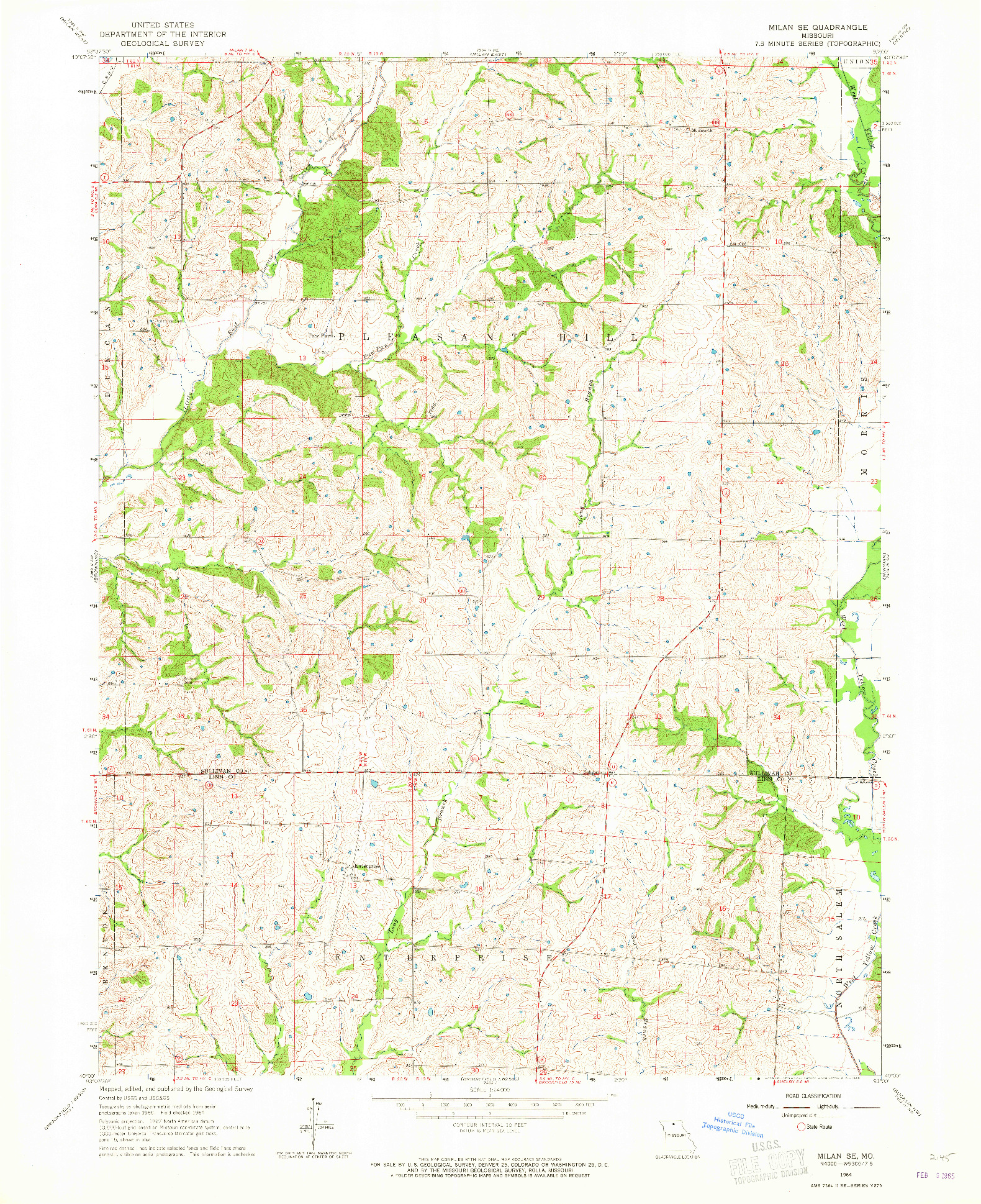 USGS 1:24000-SCALE QUADRANGLE FOR MILAN SE, MO 1964