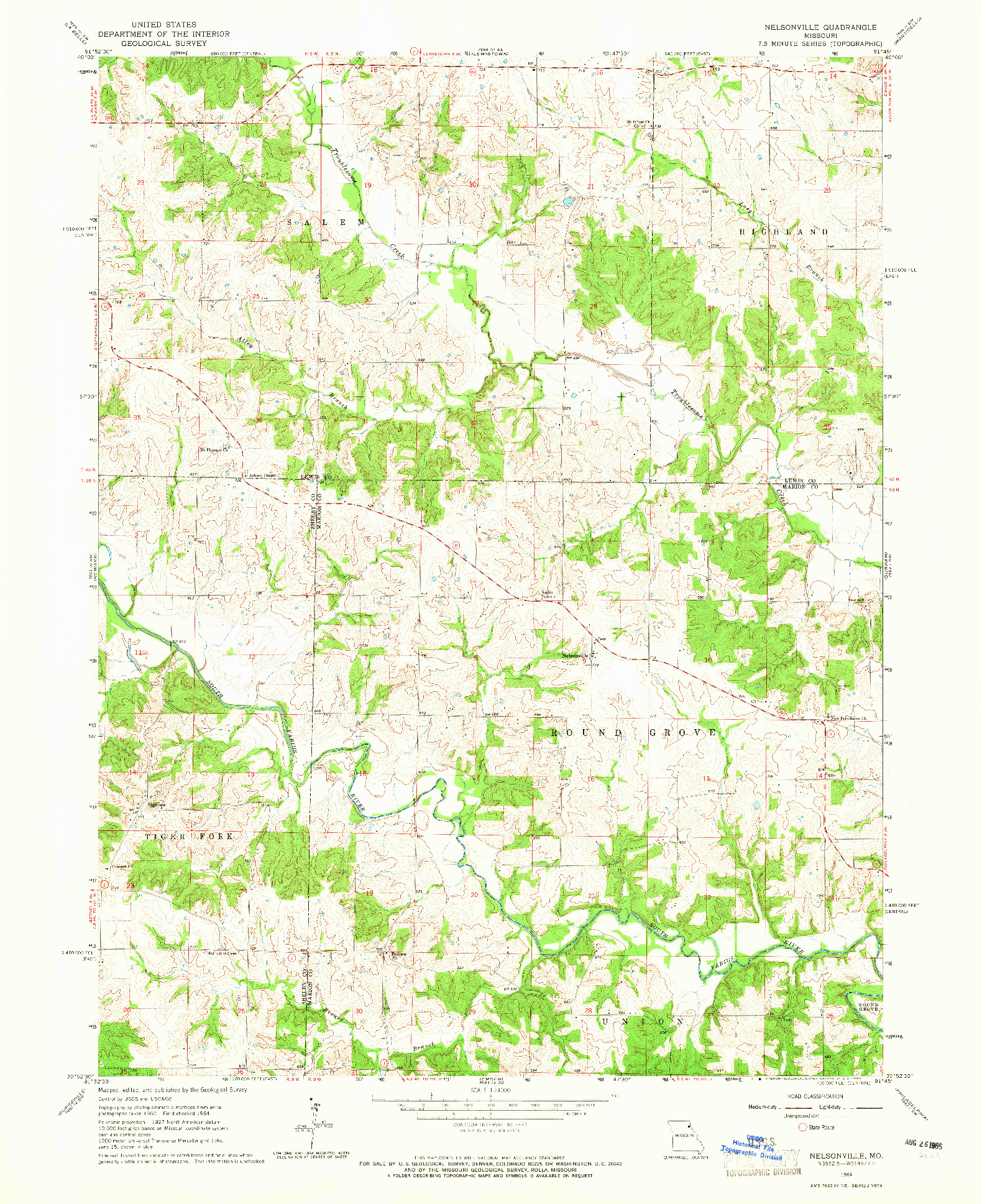 USGS 1:24000-SCALE QUADRANGLE FOR NELSONVILLE, MO 1964