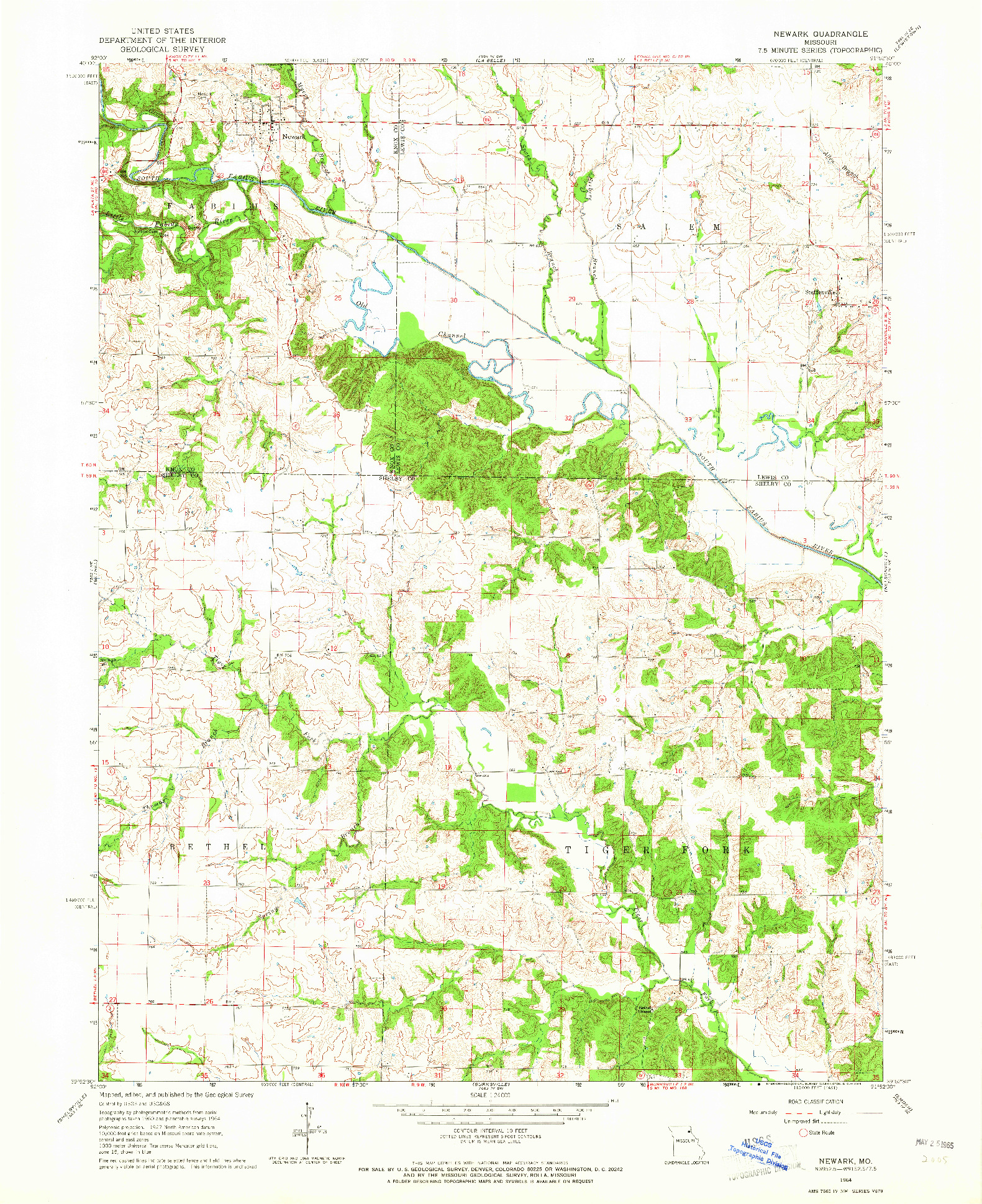 USGS 1:24000-SCALE QUADRANGLE FOR NEWARK, MO 1964