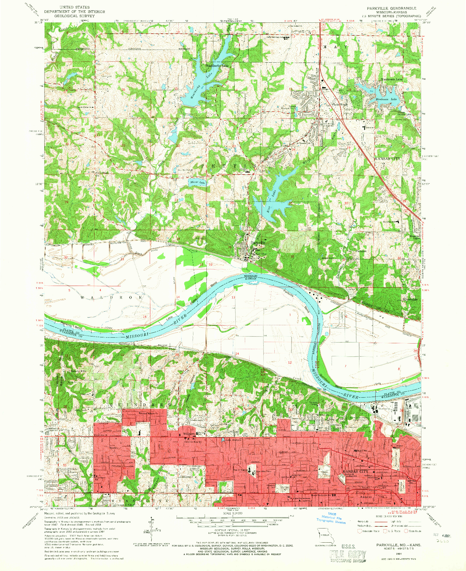 USGS 1:24000-SCALE QUADRANGLE FOR PARKVILLE, MO 1964