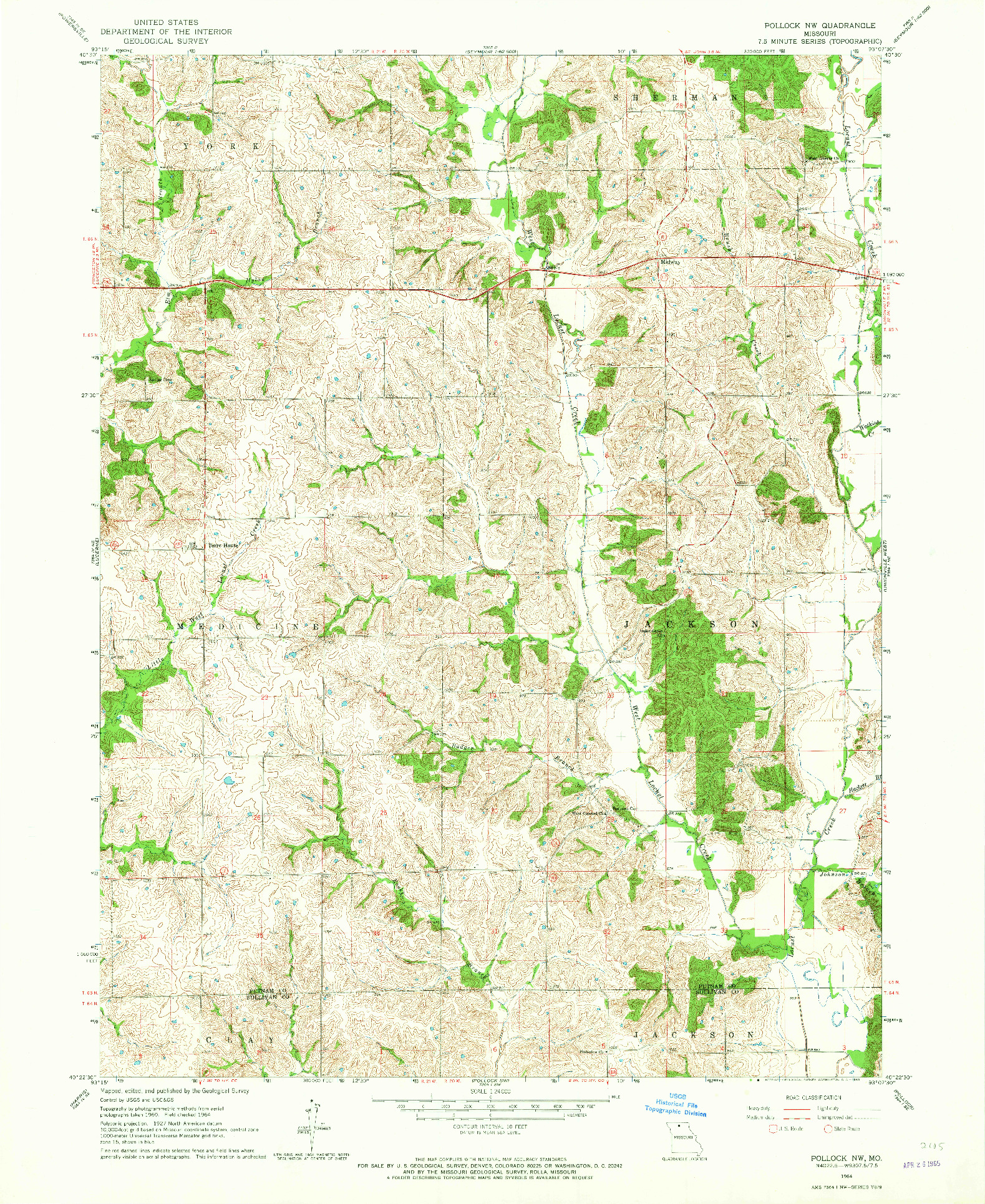 USGS 1:24000-SCALE QUADRANGLE FOR POLLOCK NW, MO 1964