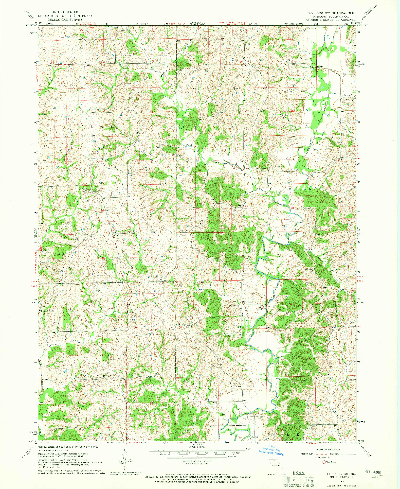 USGS 1:24000-SCALE QUADRANGLE FOR POLLOCK SW, MO 1964