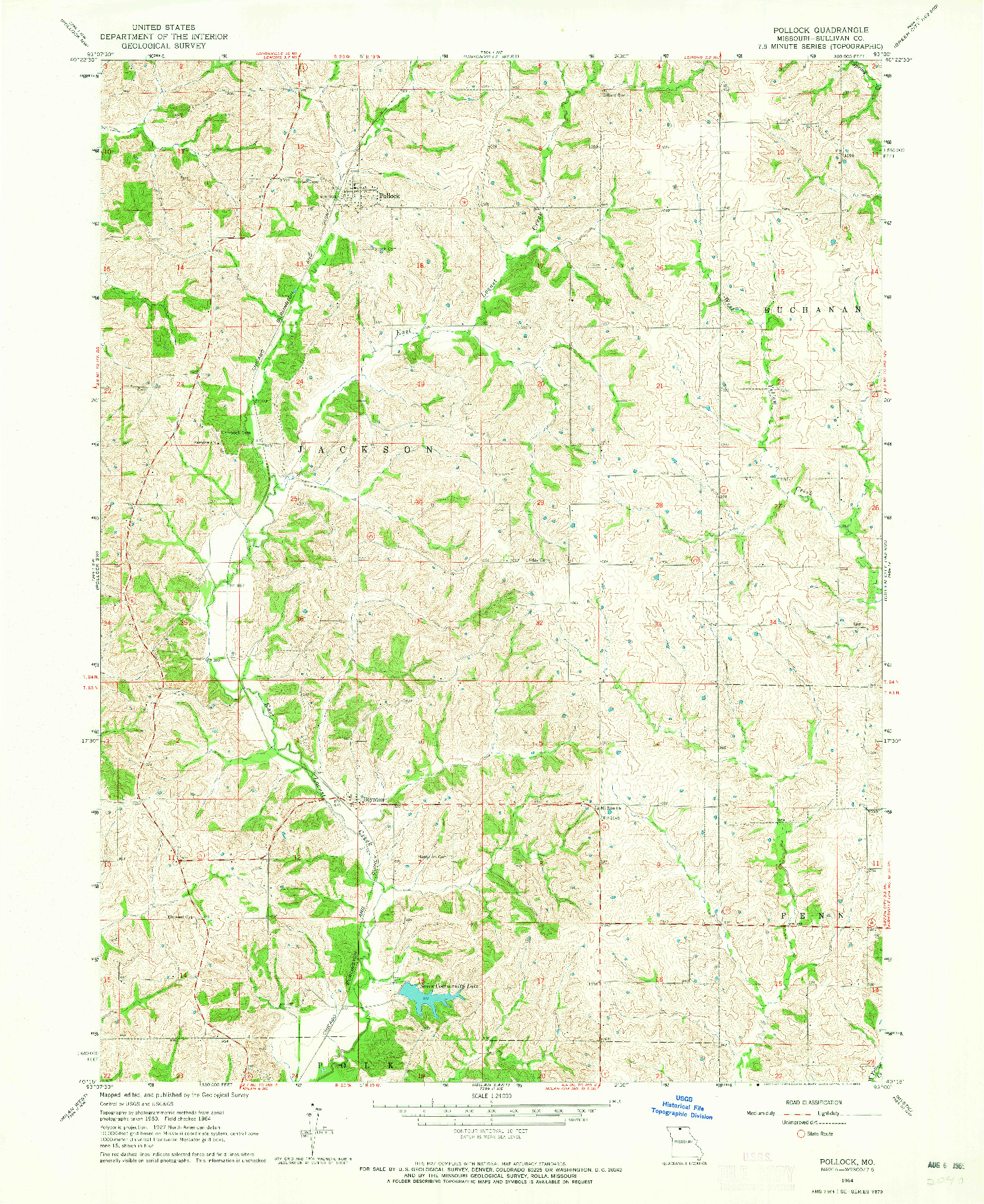 USGS 1:24000-SCALE QUADRANGLE FOR POLLOCK, MO 1964