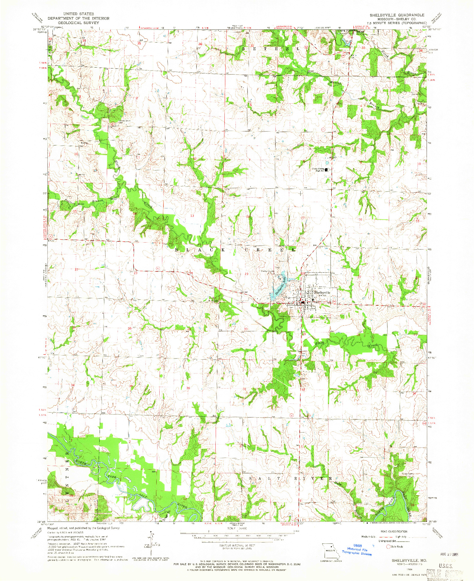 USGS 1:24000-SCALE QUADRANGLE FOR SHELBYVILLE, MO 1964