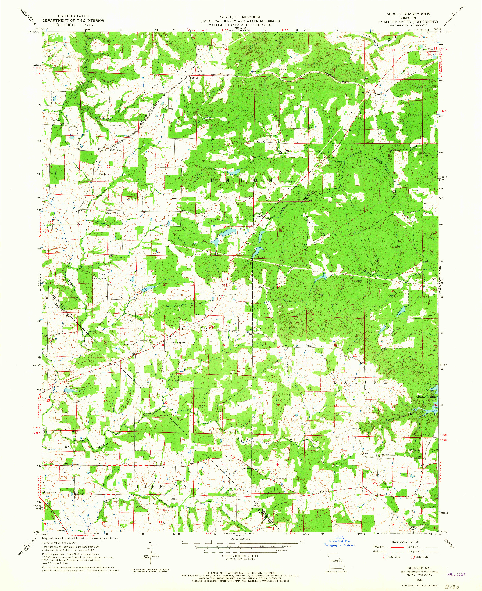 USGS 1:24000-SCALE QUADRANGLE FOR SPROTT, MO 1964