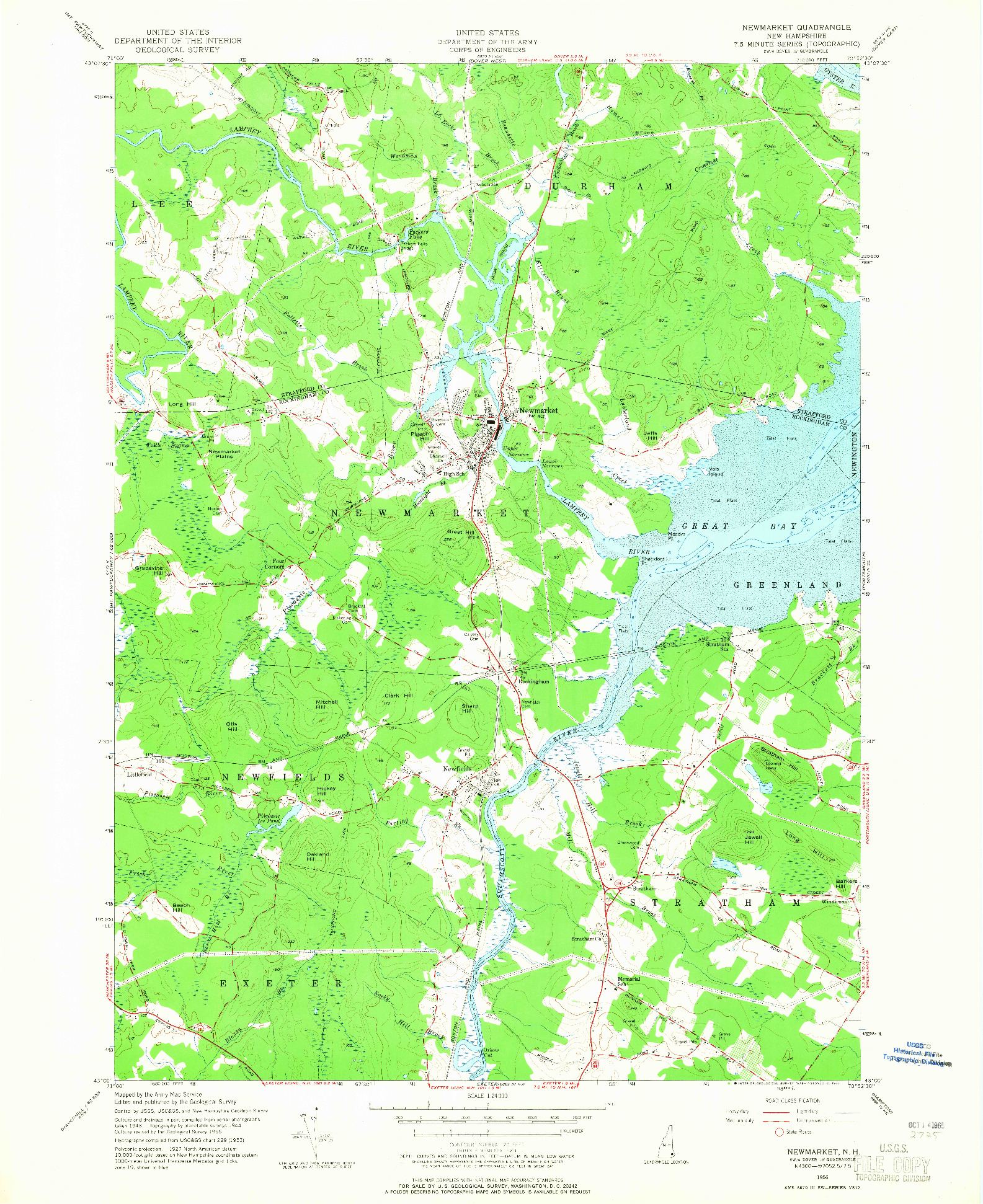 USGS 1:24000-SCALE QUADRANGLE FOR NEWMARKET, NH 1956