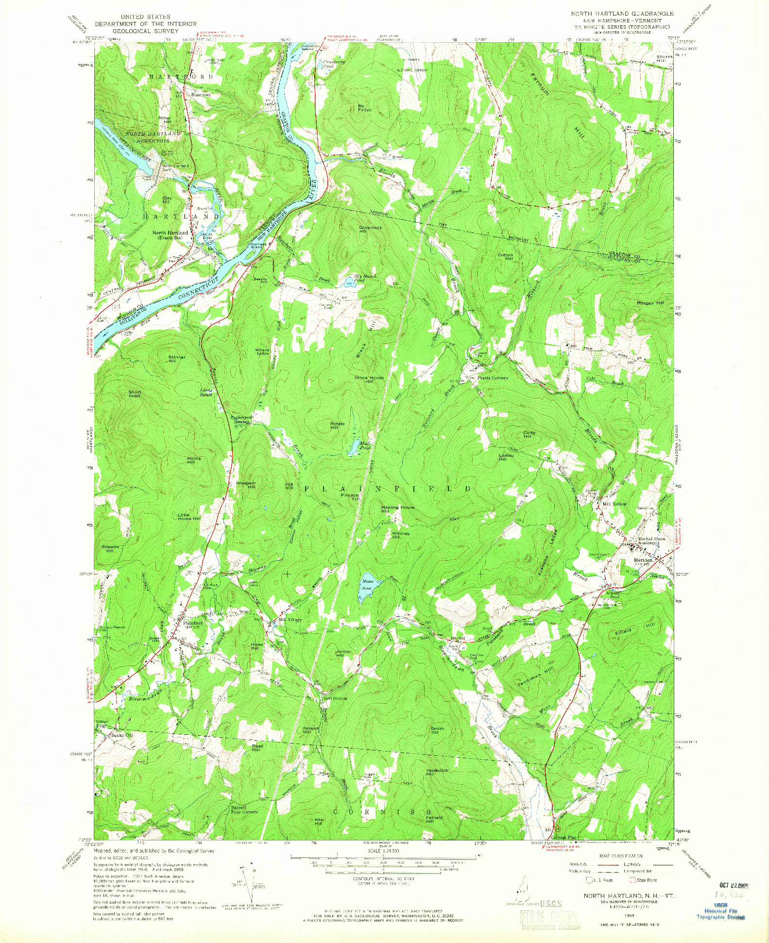 USGS 1:24000-SCALE QUADRANGLE FOR NORTH HARTLAND, NH 1959