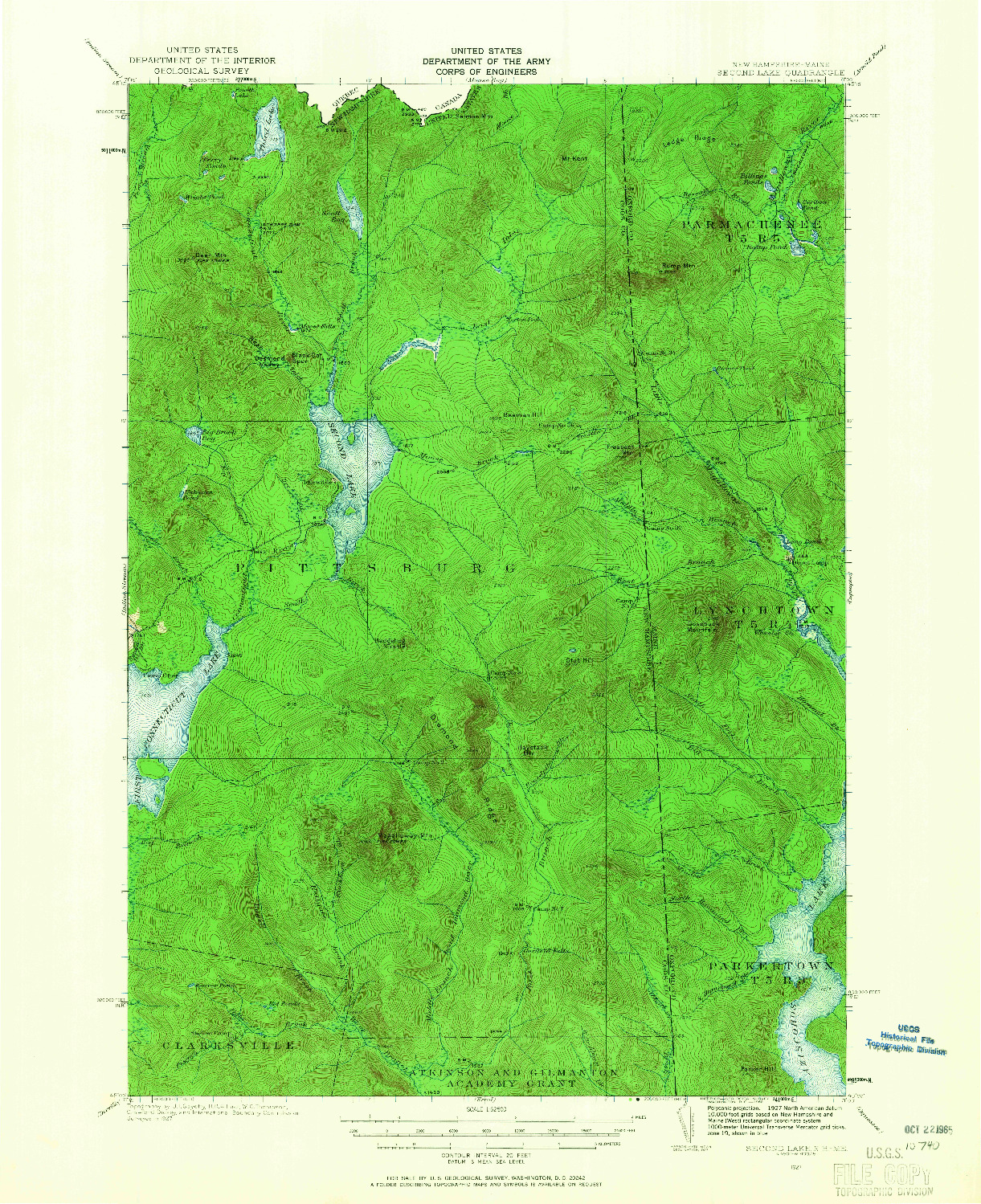 USGS 1:62500-SCALE QUADRANGLE FOR SECOND LAKE, NH 1927