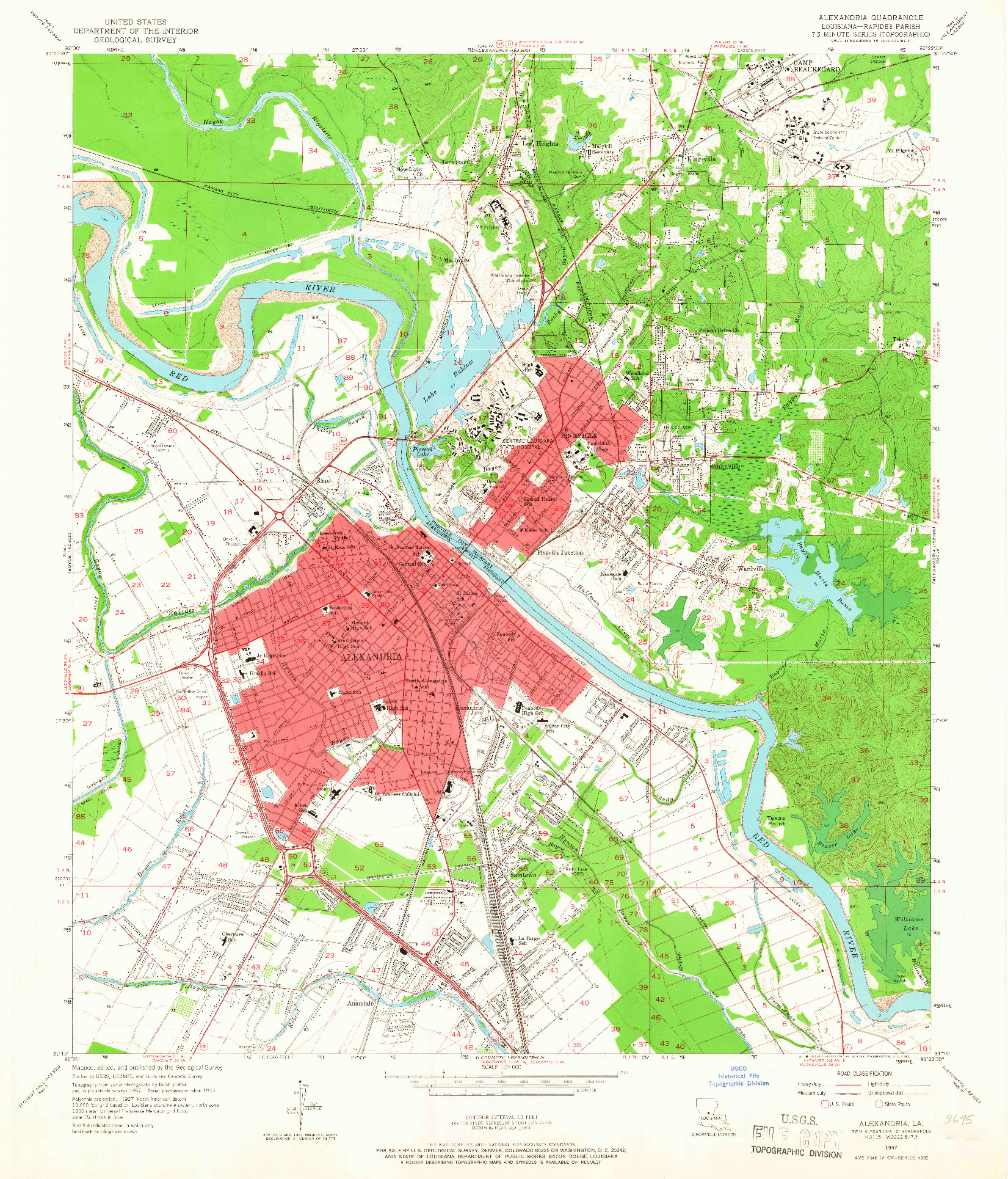 USGS 1:24000-SCALE QUADRANGLE FOR ALEXANDRIA, LA 1957