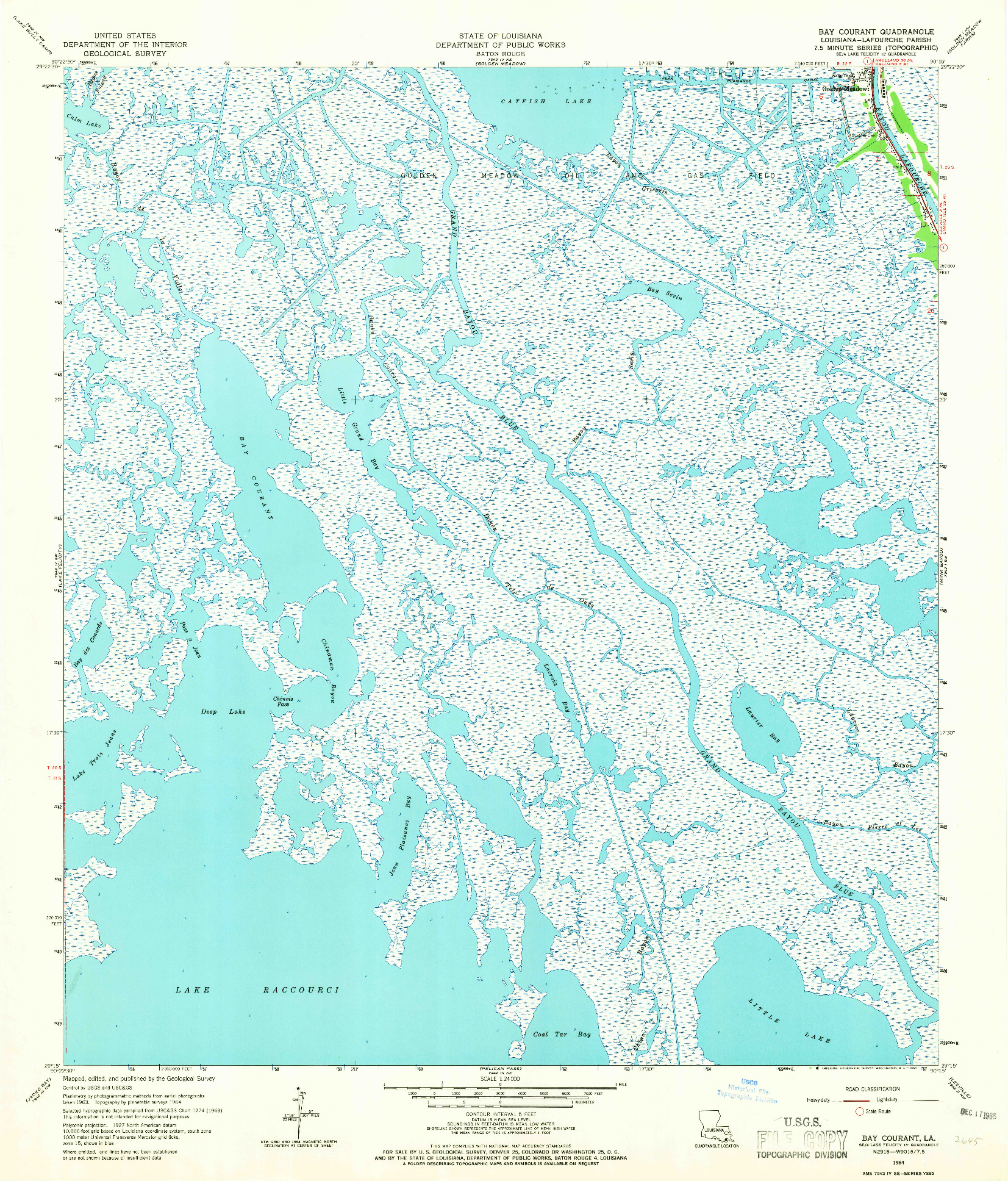 USGS 1:24000-SCALE QUADRANGLE FOR BAY COURANT, LA 1964