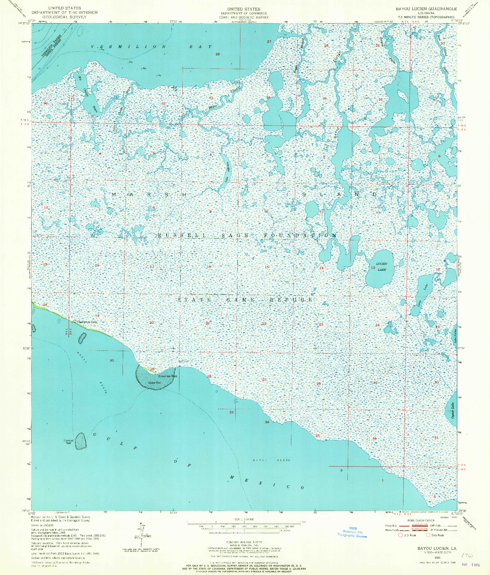 USGS 1:24000-SCALE QUADRANGLE FOR BAYOU LUCIEN, LA 1951