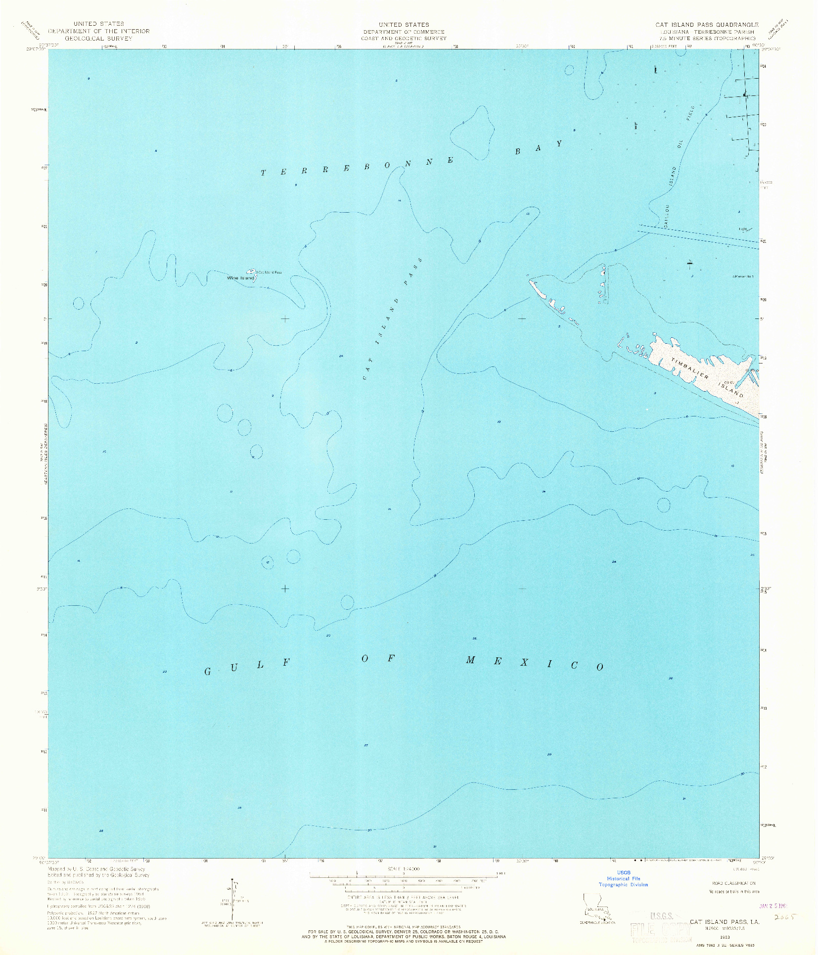 USGS 1:24000-SCALE QUADRANGLE FOR CAT ISLAND PASS, LA 1953