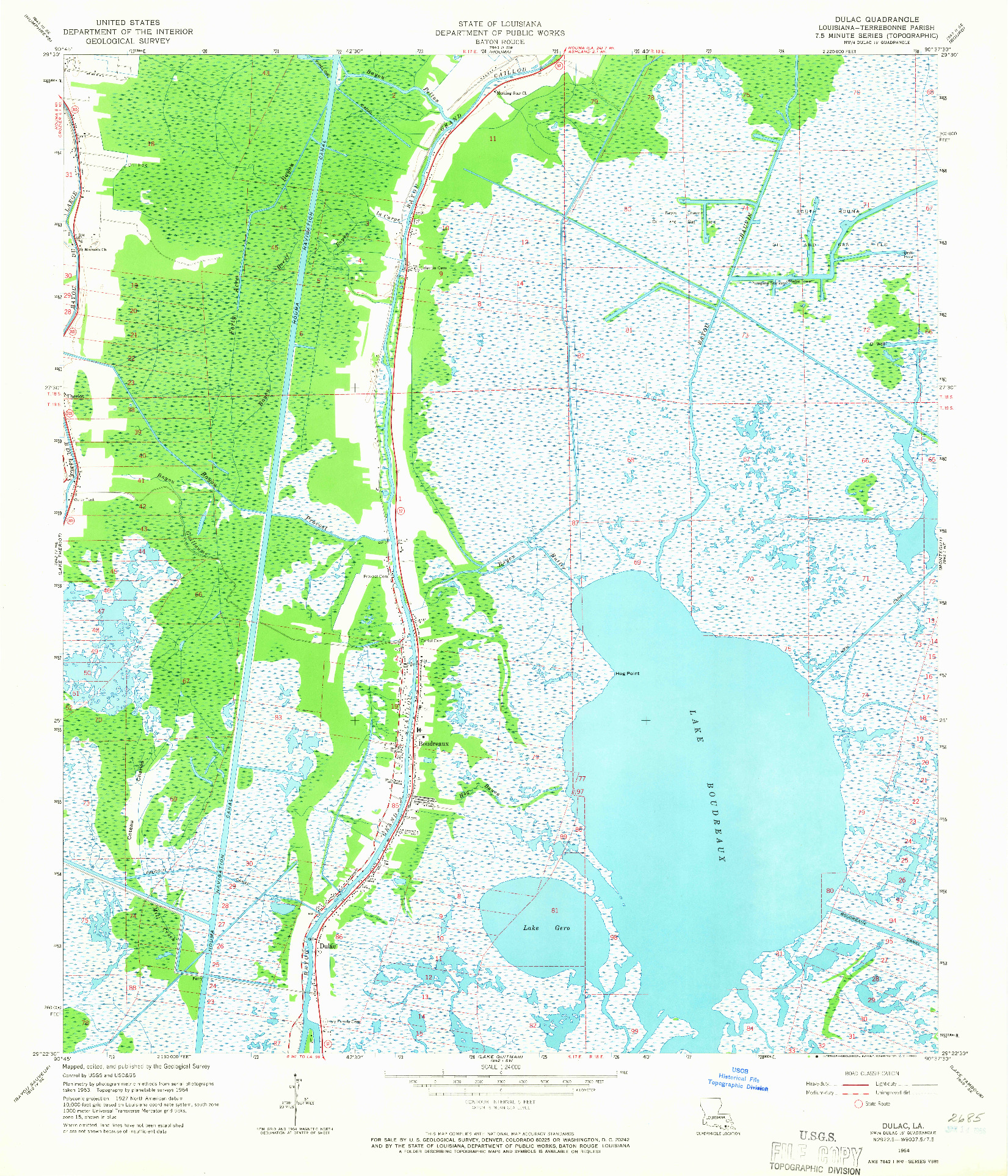 USGS 1:24000-SCALE QUADRANGLE FOR DULAC, LA 1964