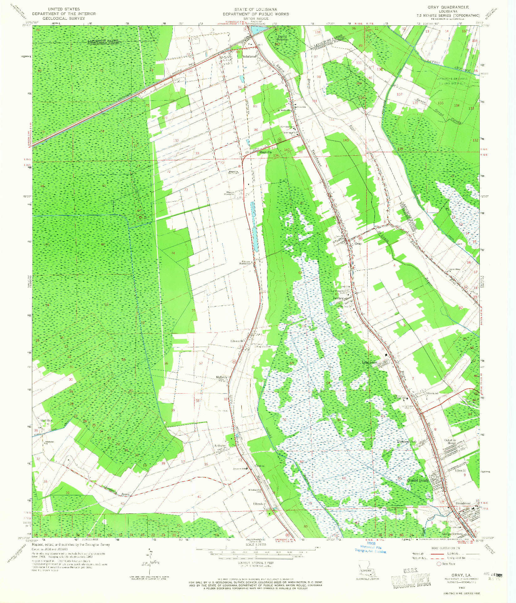 USGS 1:24000-SCALE QUADRANGLE FOR GRAY, LA 1963