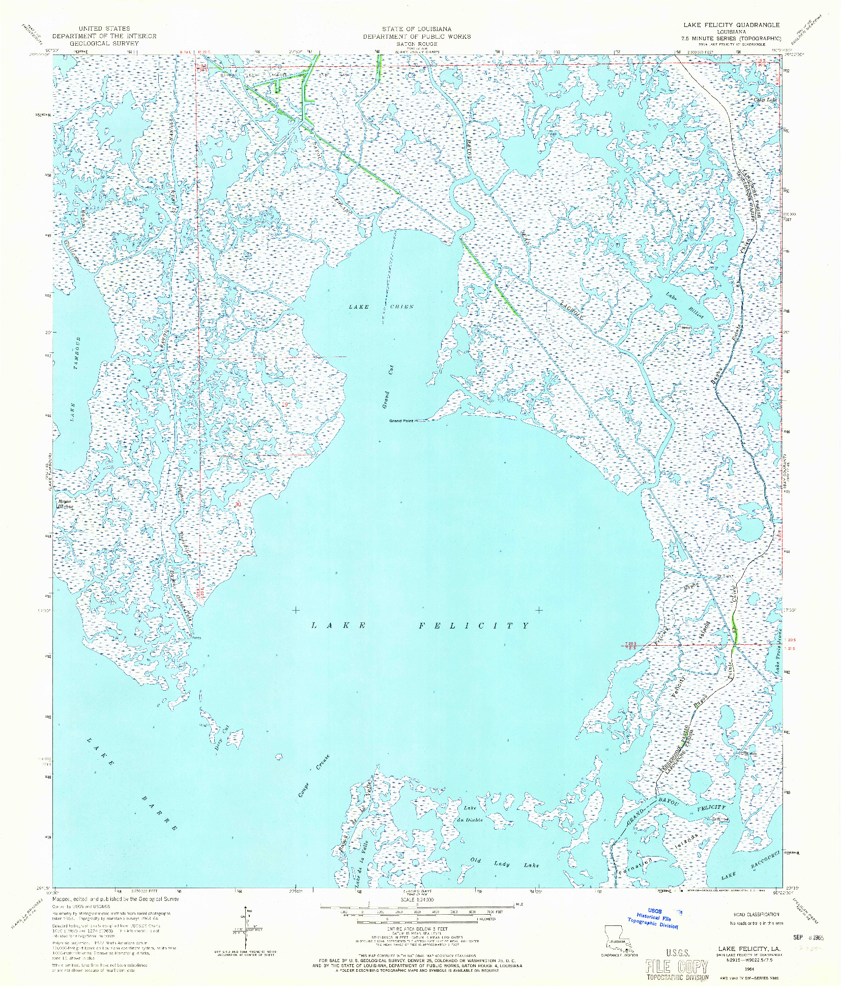 USGS 1:24000-SCALE QUADRANGLE FOR LAKE FELICITY, LA 1964
