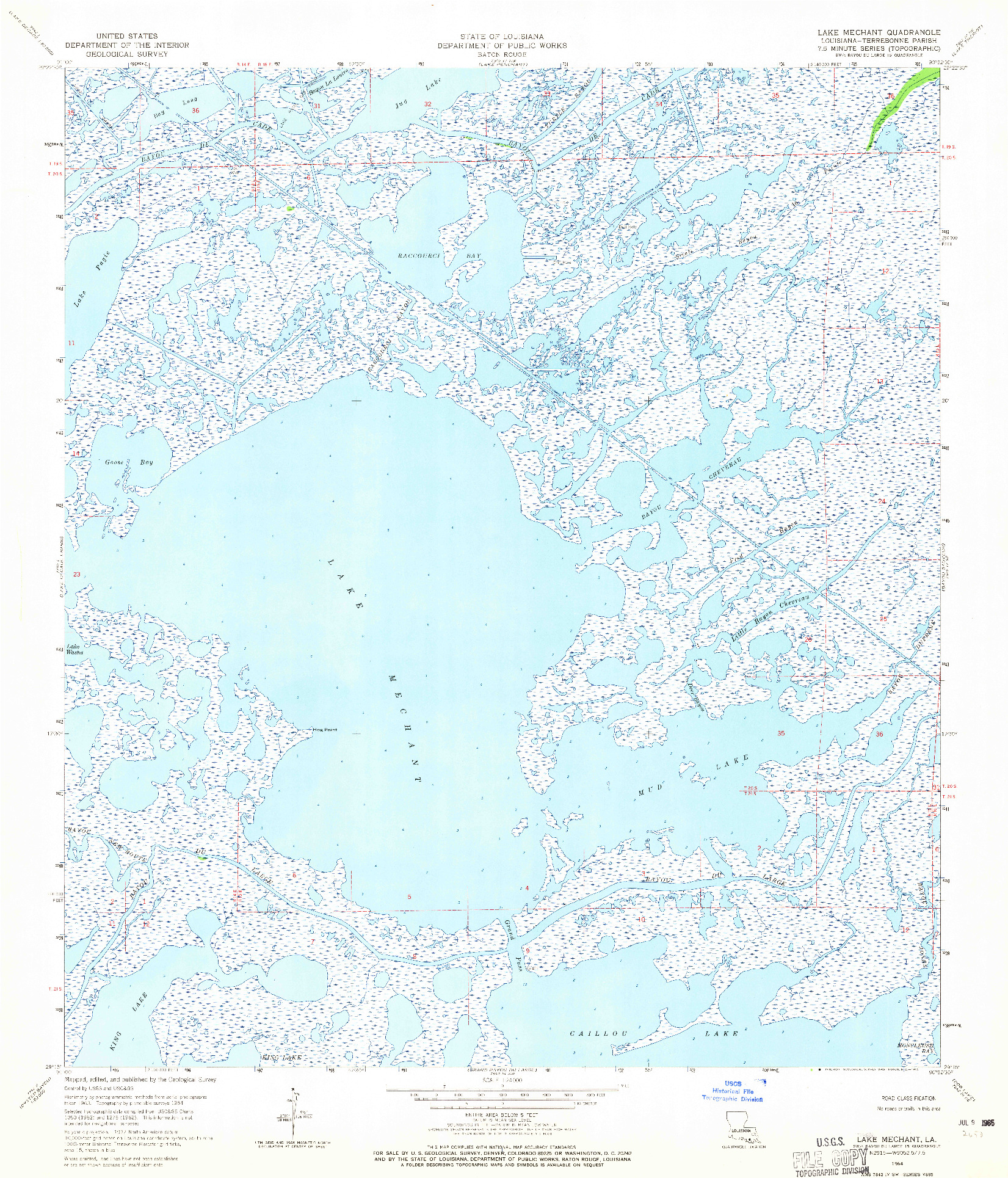 USGS 1:24000-SCALE QUADRANGLE FOR LAKE MECHANT, LA 1964