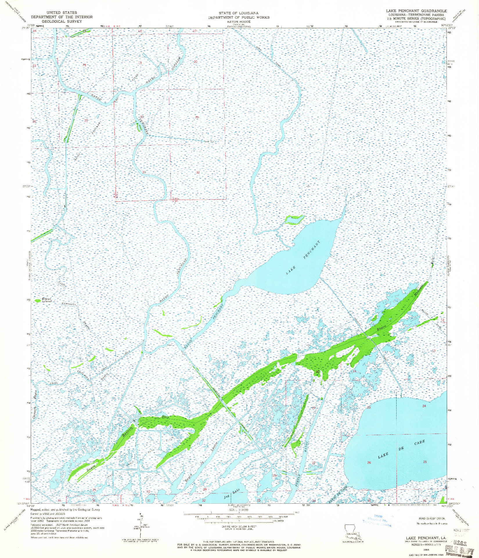USGS 1:24000-SCALE QUADRANGLE FOR LAKE PENCHANT, LA 1964