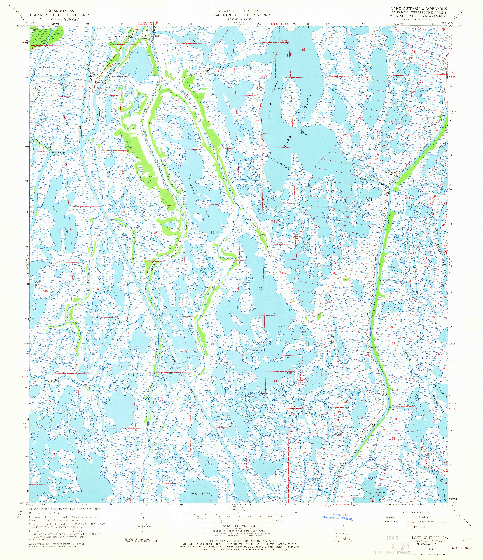 USGS 1:24000-SCALE QUADRANGLE FOR LAKE QUITMAN, LA 1964