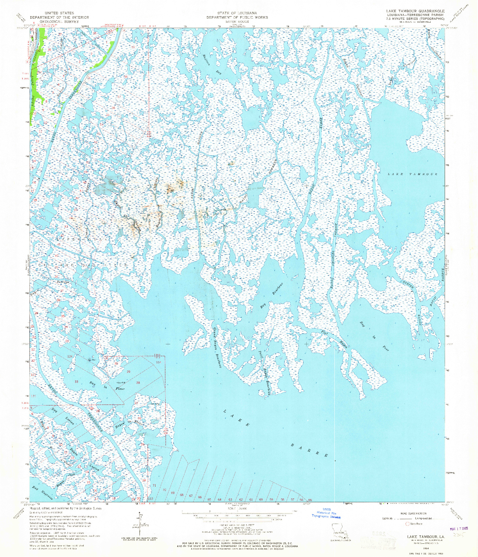 USGS 1:24000-SCALE QUADRANGLE FOR LAKE TAMBOUR, LA 1964