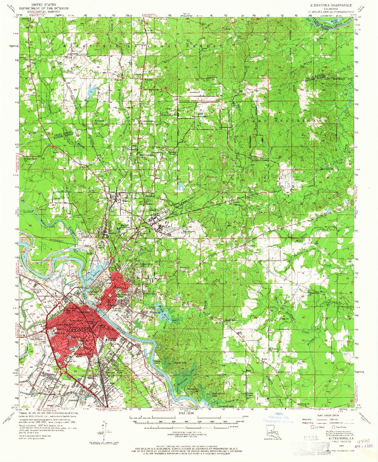 USGS 1:62500-SCALE QUADRANGLE FOR ALEXANDRIA, LA 1957