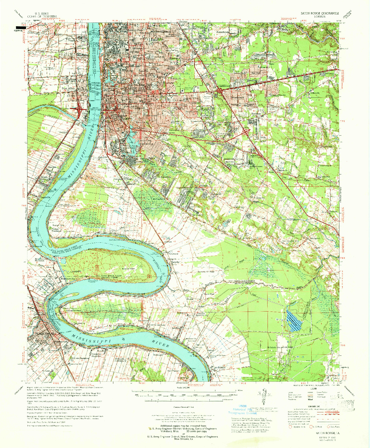 USGS 1:62500-SCALE QUADRANGLE FOR BATON ROUGE, LA 1965