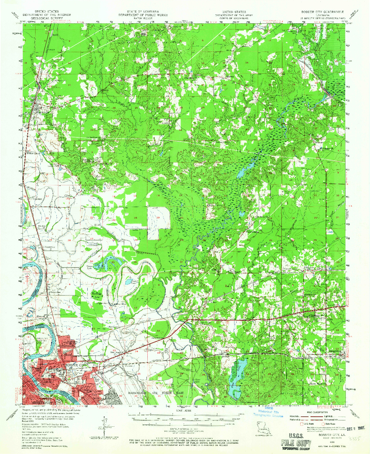 USGS 1:62500-SCALE QUADRANGLE FOR BOSSIER CITY, LA 1955