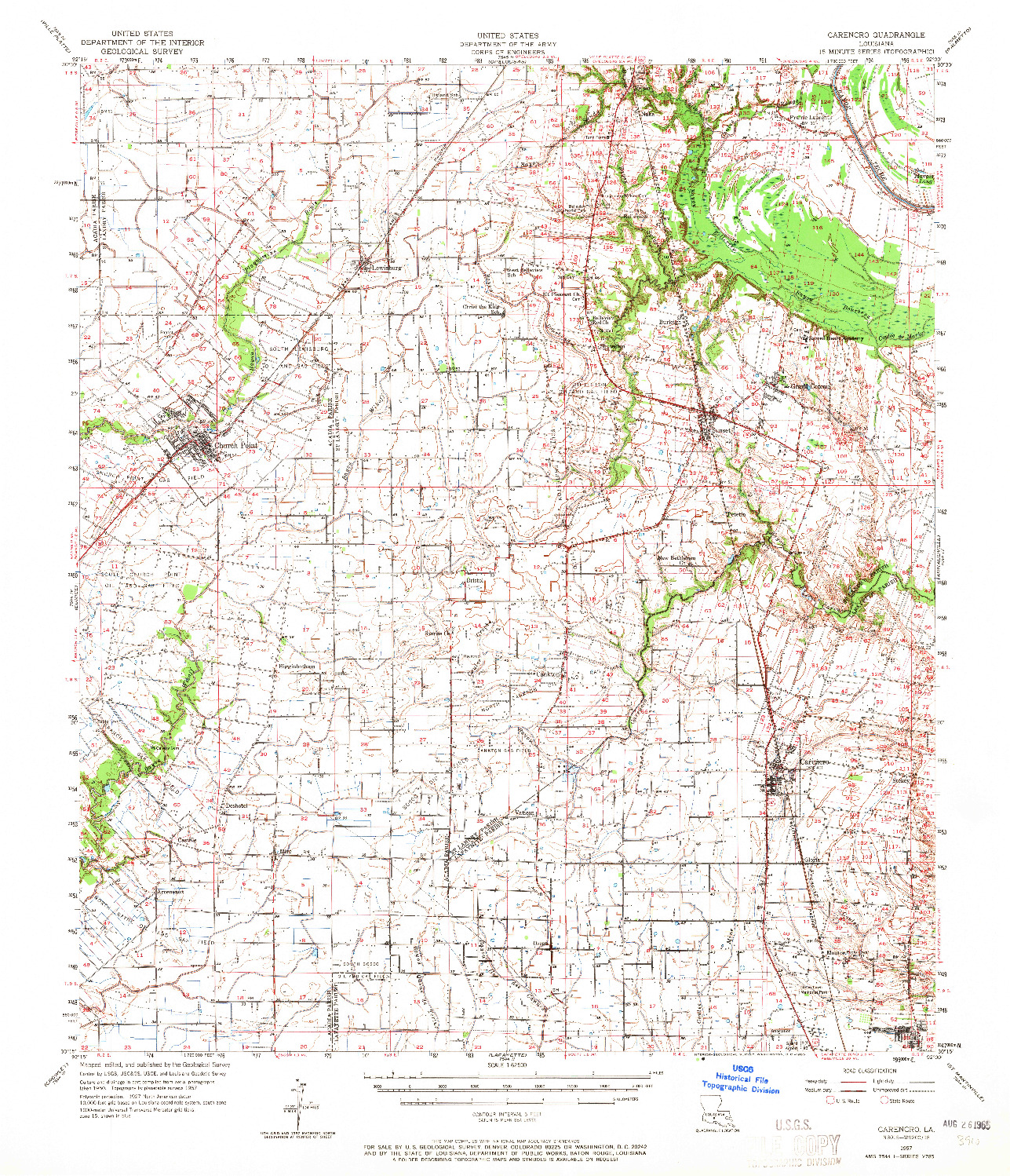 USGS 1:62500-SCALE QUADRANGLE FOR CARENCRO, LA 1957