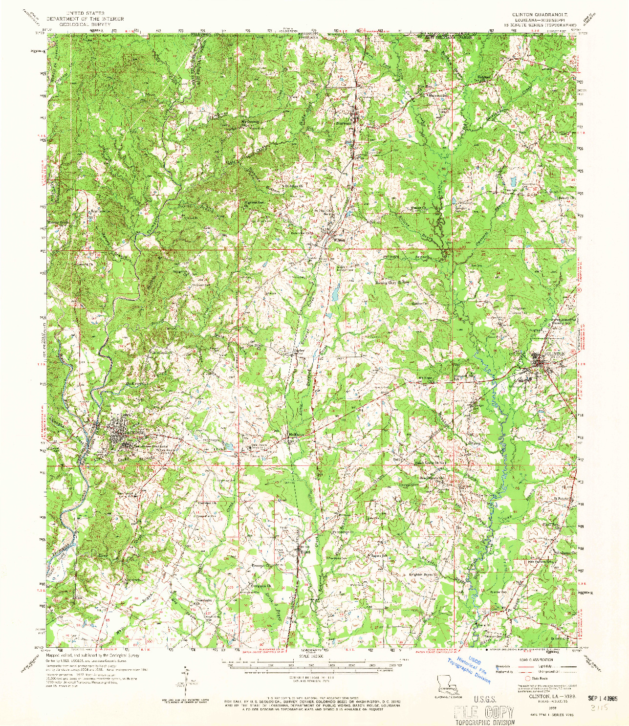 USGS 1:62500-SCALE QUADRANGLE FOR CLINTON, LA 1958